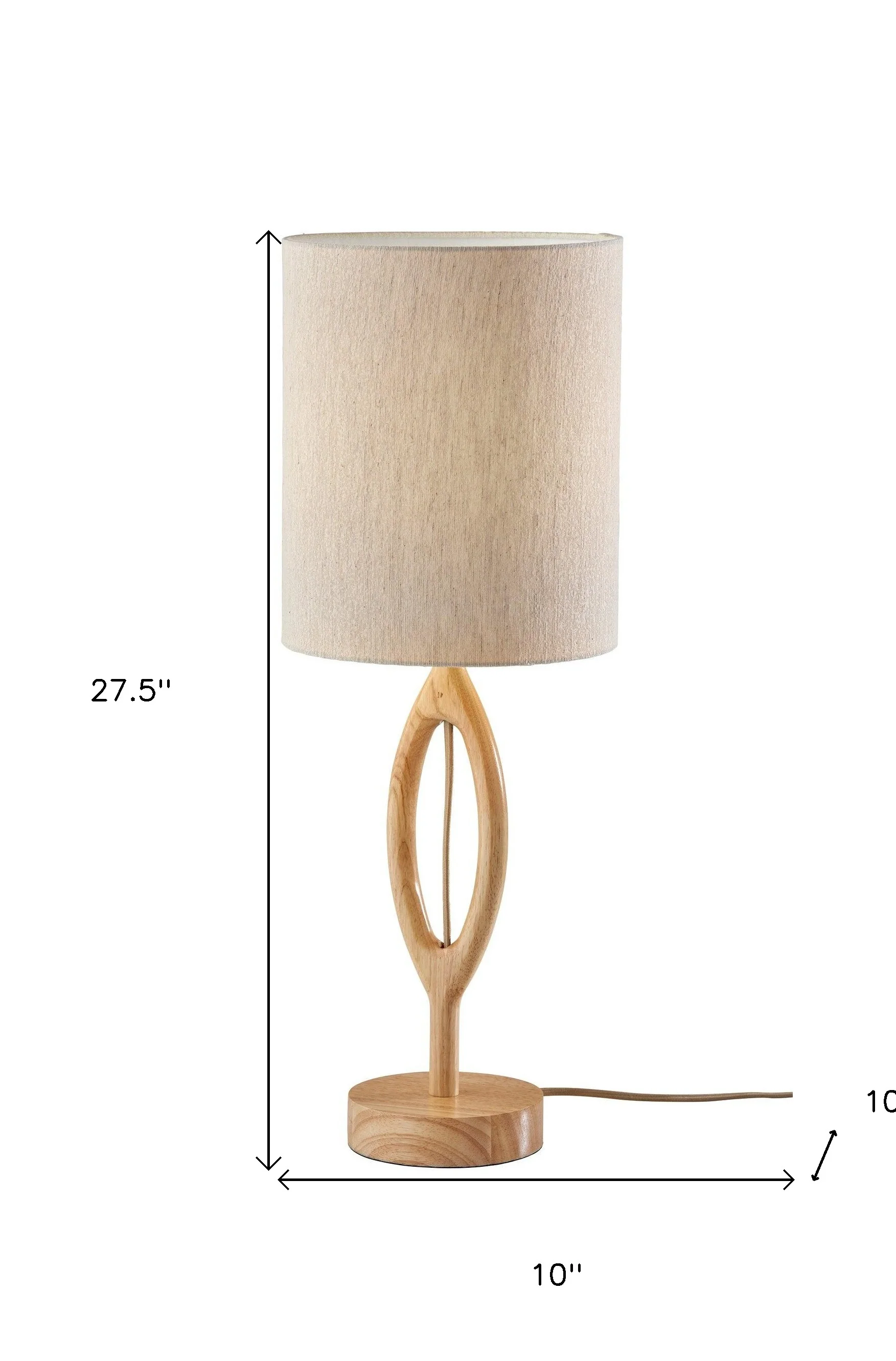 Natural Solid Wood Round Table Lamp With Beige Drum Shade By Homeroots - Image 8