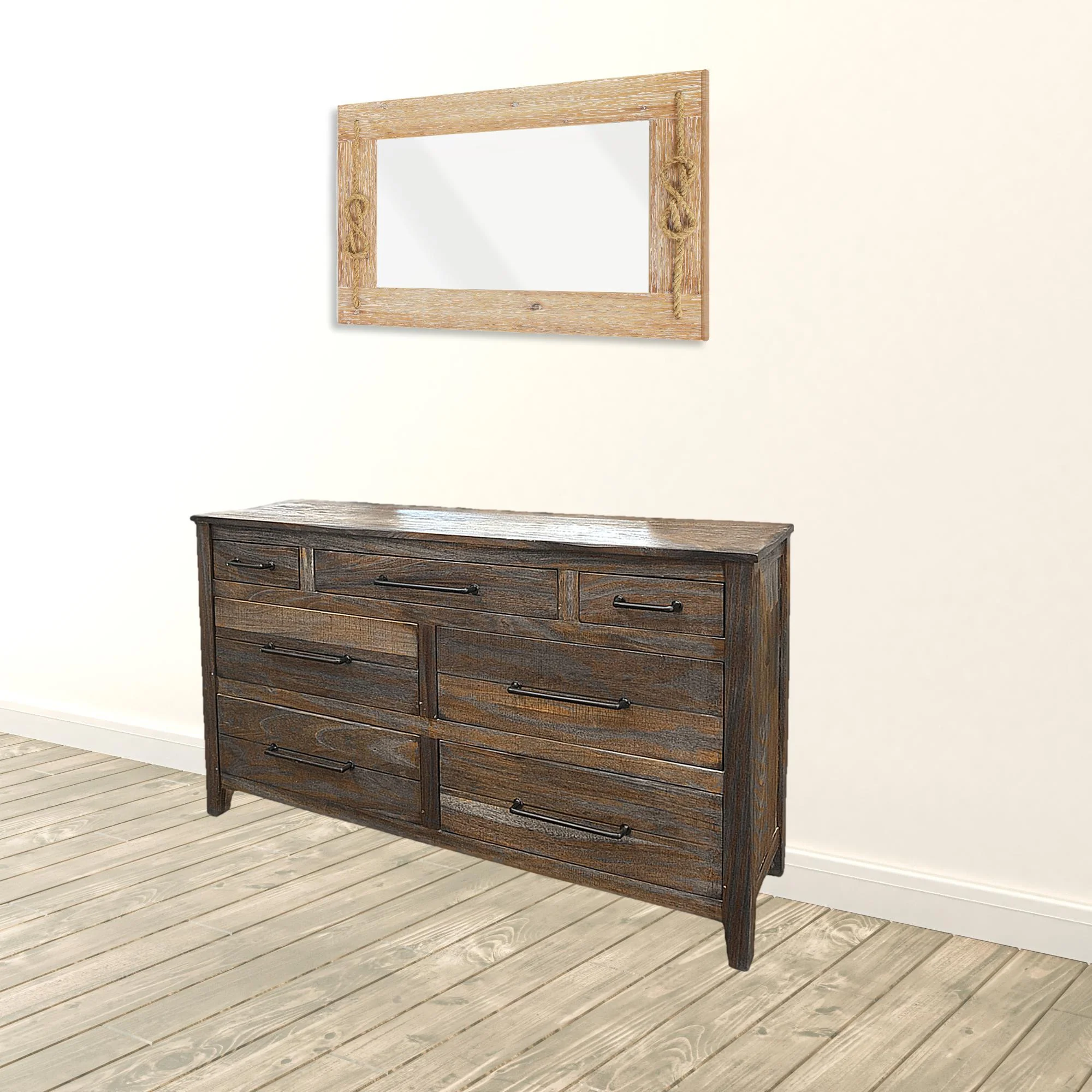 Natural Solid Wood Seven Drawer Double Dresser By Homeroots - Image 2