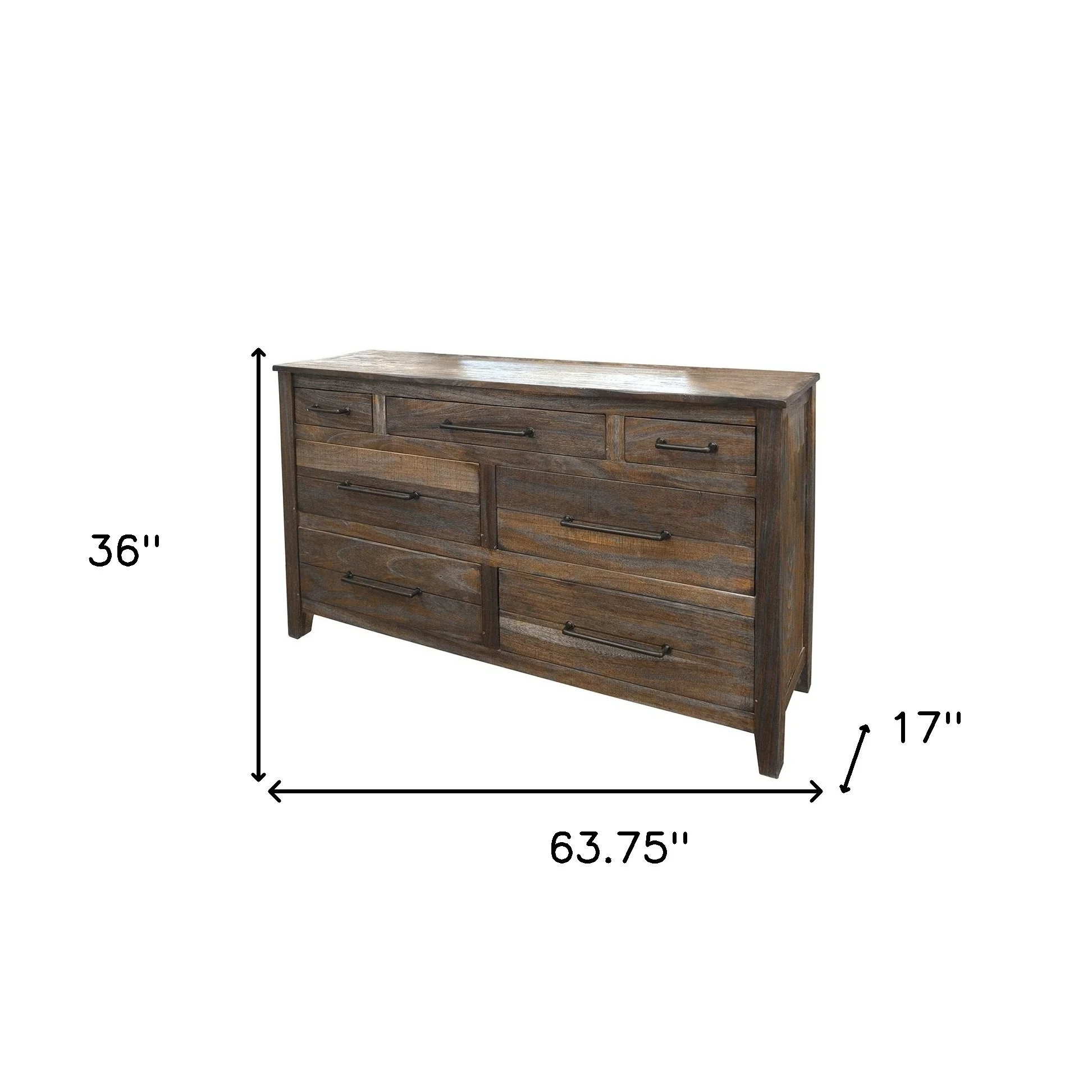 Natural Solid Wood Seven Drawer Double Dresser By Homeroots - Image 5
