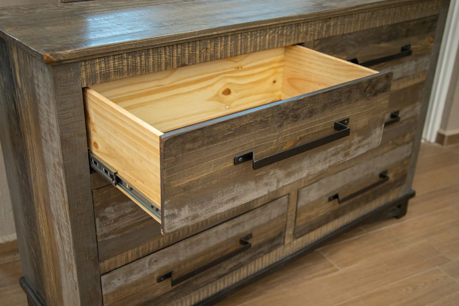 Natural Solid Wood Seven Drawer Double Dresser By Homeroots - Image 6