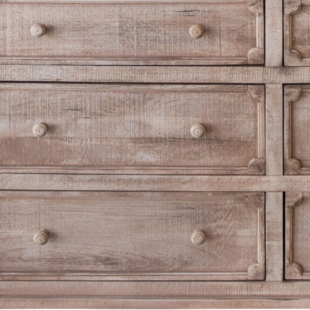 Natural Solid Wood Six Drawer Double Dresser By Homeroots - Image 3