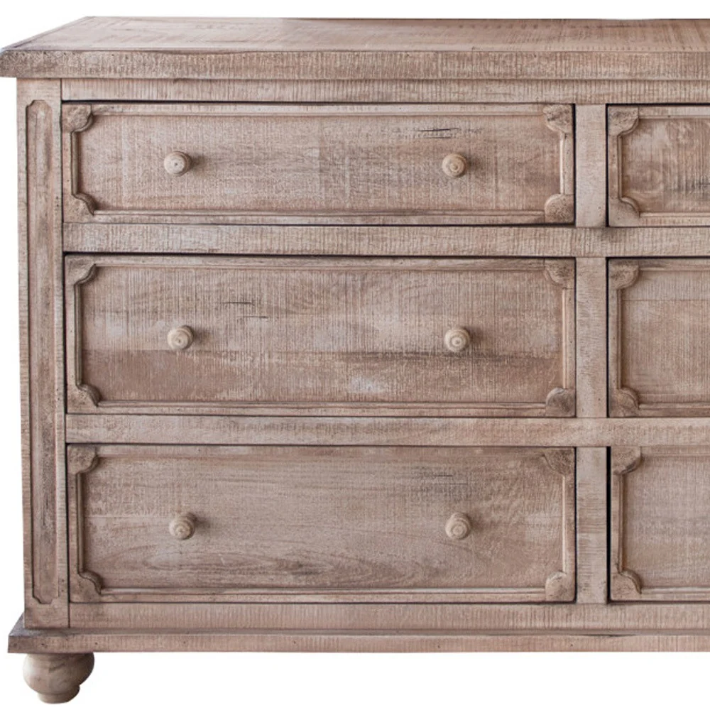 Natural Solid Wood Six Drawer Double Dresser By Homeroots - Image 4