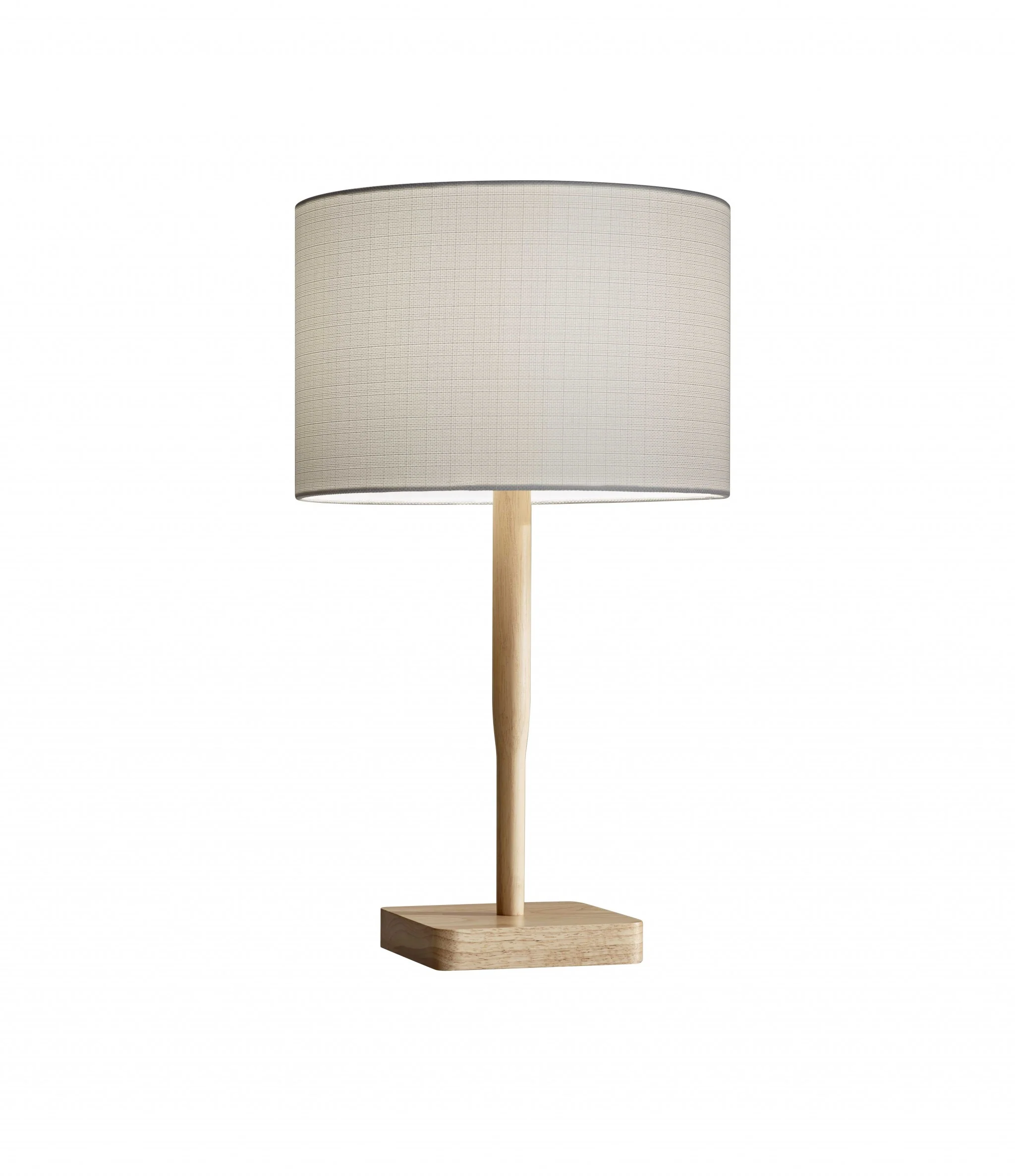 Natural Solid Wood Table Lamp With Gray Drum Shade By Homeroots - Image 3