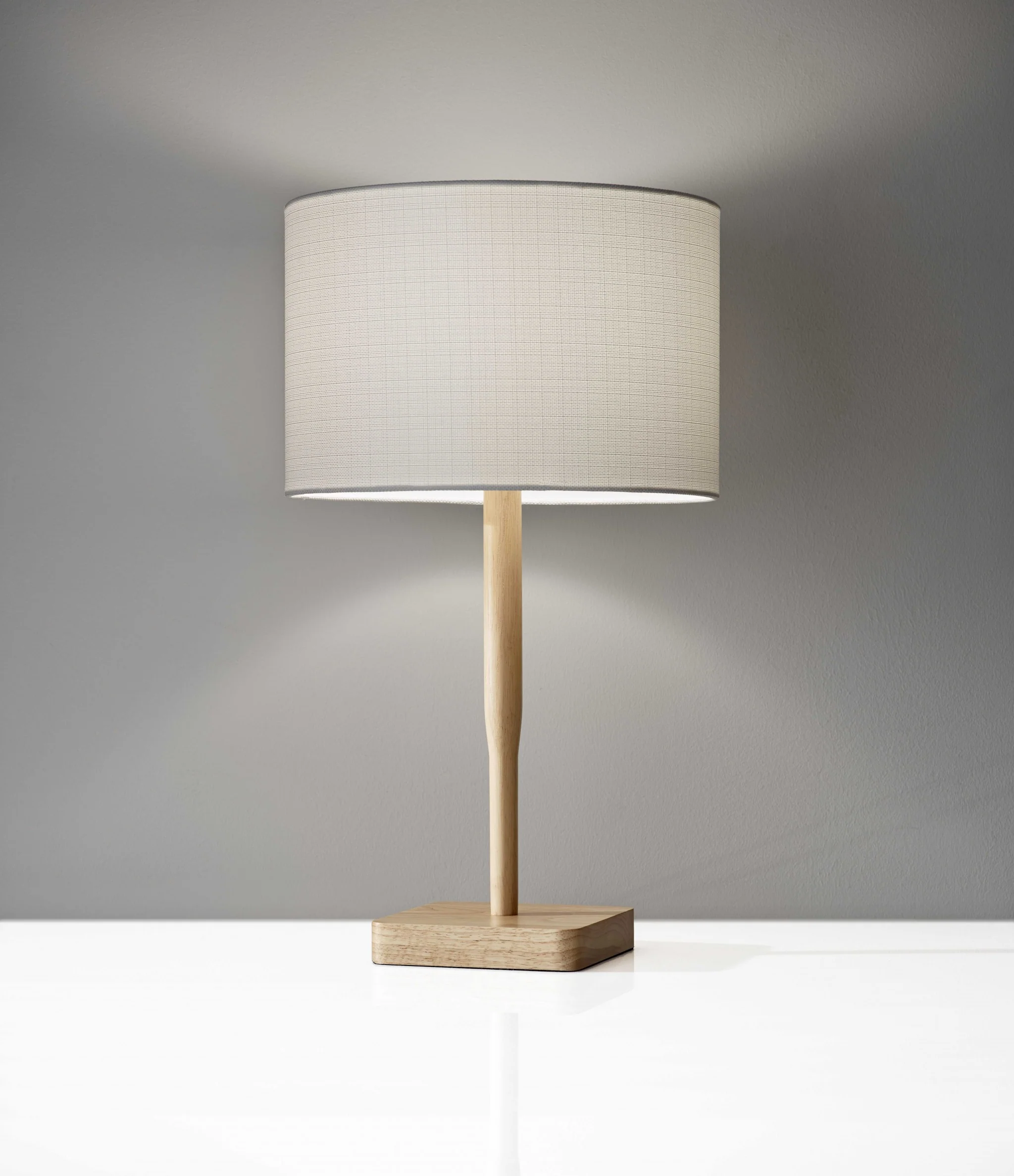 Natural Solid Wood Table Lamp With Gray Drum Shade By Homeroots - Image 6
