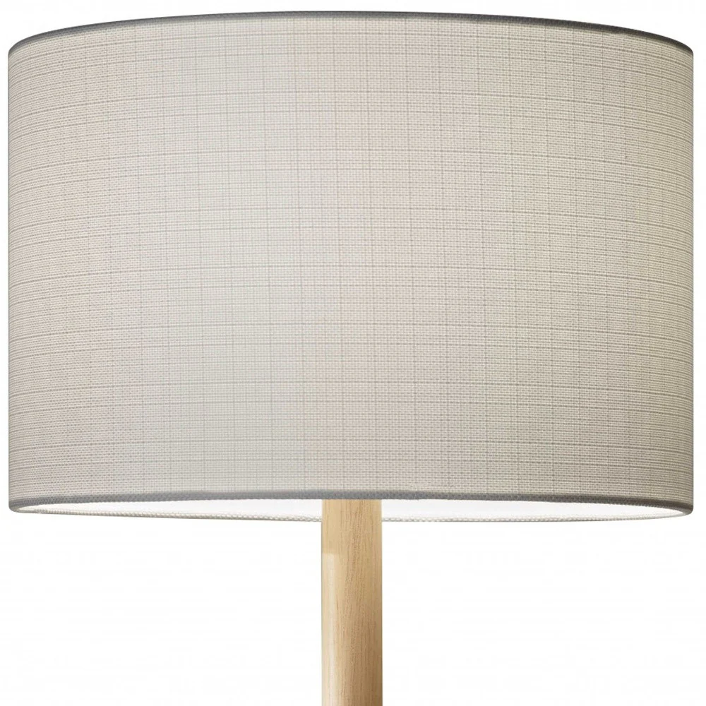 Natural Solid Wood Table Lamp With Gray Drum Shade By Homeroots - Image 7