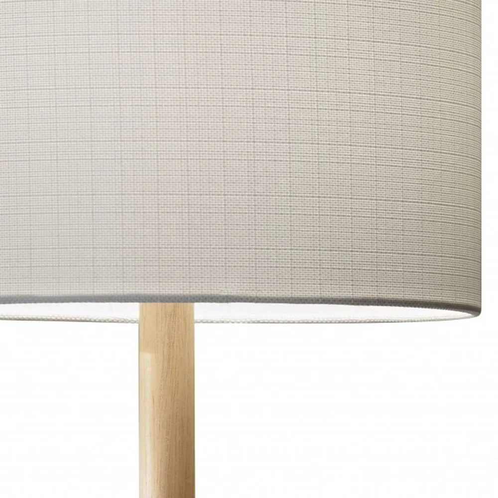 Natural Solid Wood Table Lamp With Gray Drum Shade By Homeroots - Image 8
