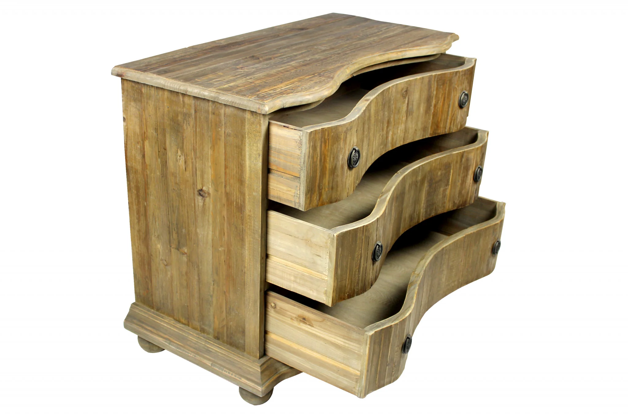 Natural Solid Wood Three Drawer Dresser By Homeroots - Image 2