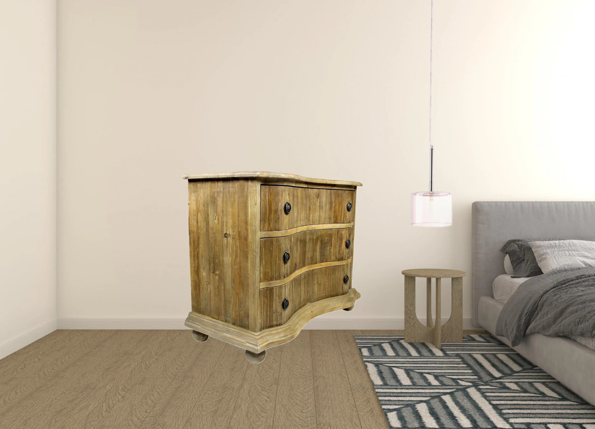 Natural Solid Wood Three Drawer Dresser By Homeroots - Image 4