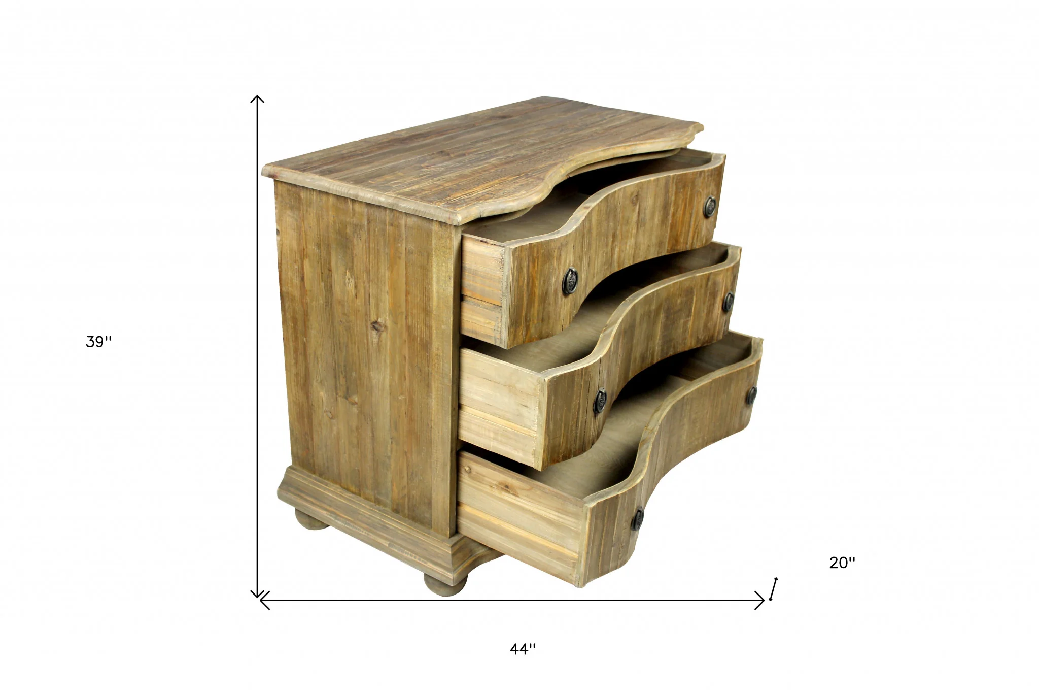 Natural Solid Wood Three Drawer Dresser By Homeroots - Image 6