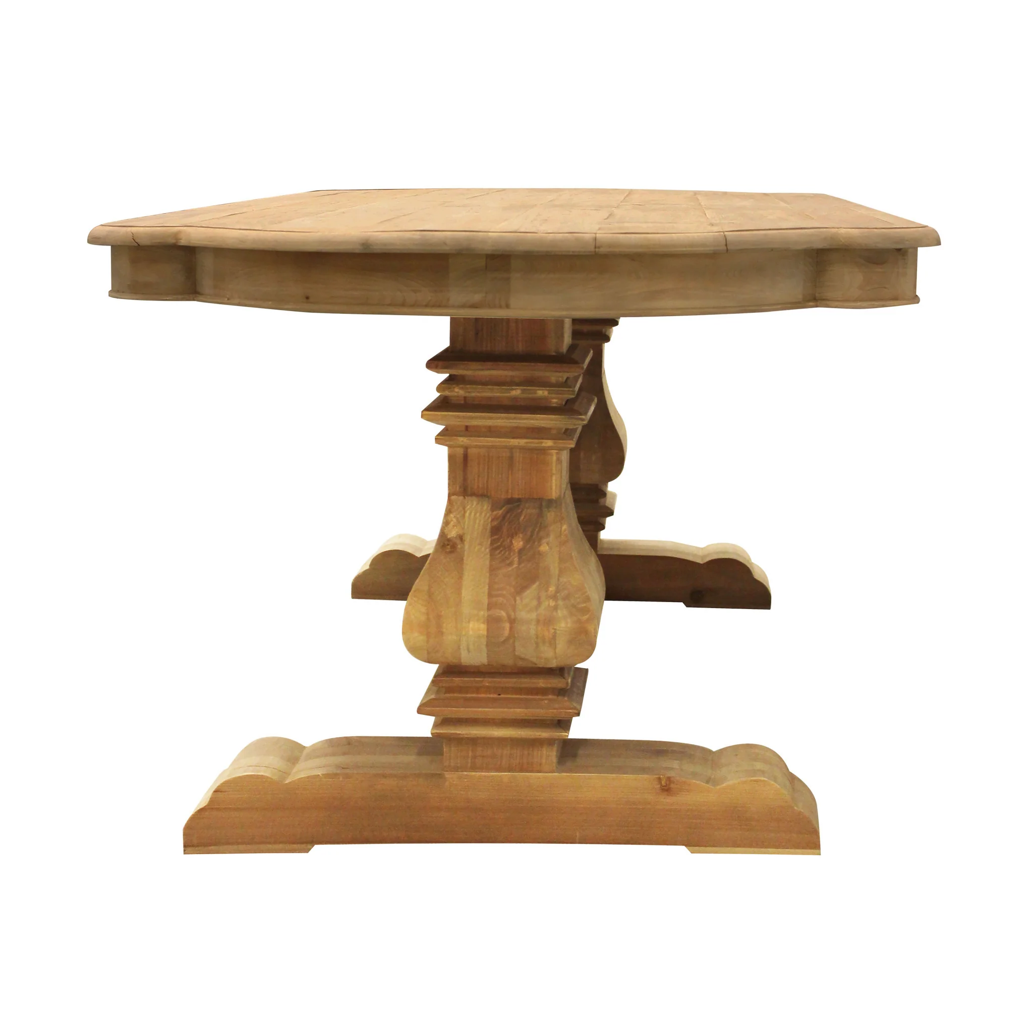 Natural Solid Wood Trestle Base Dining Table By Homeroots - Image 3