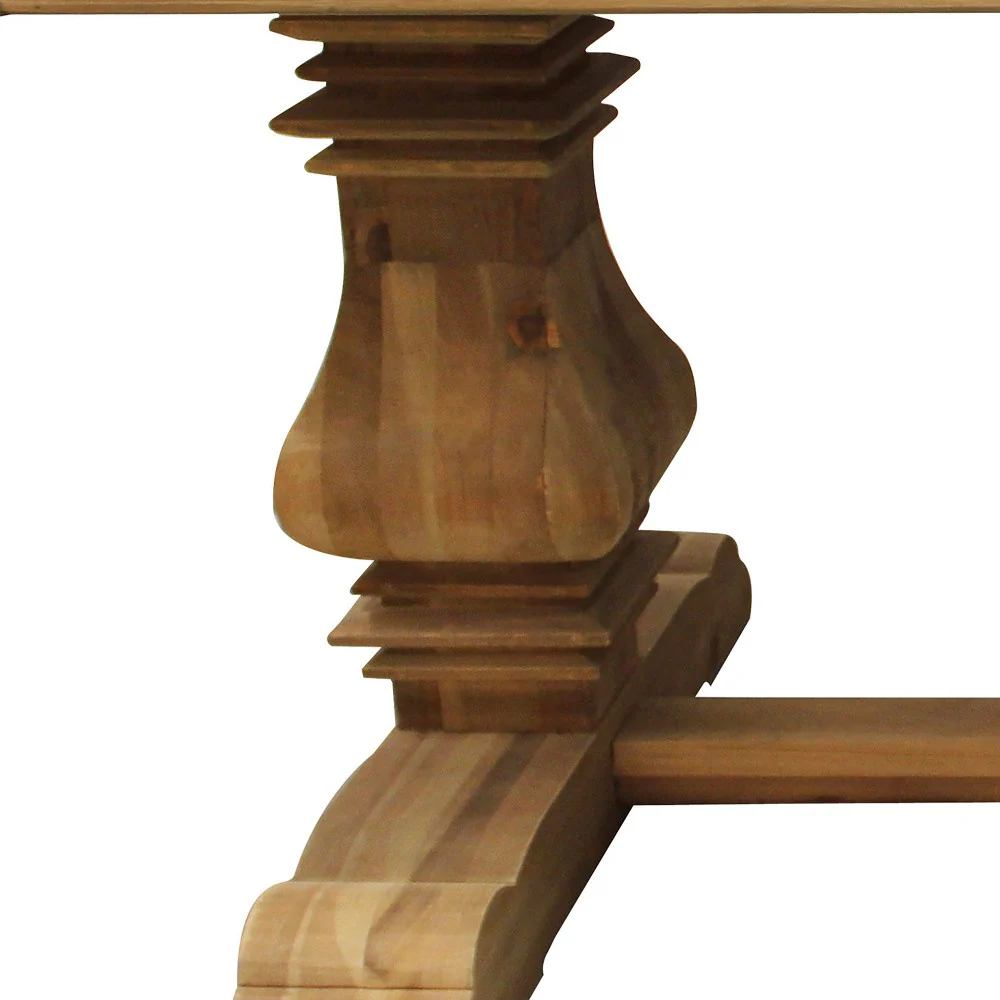Natural Solid Wood Trestle Base Dining Table By Homeroots - Image 5