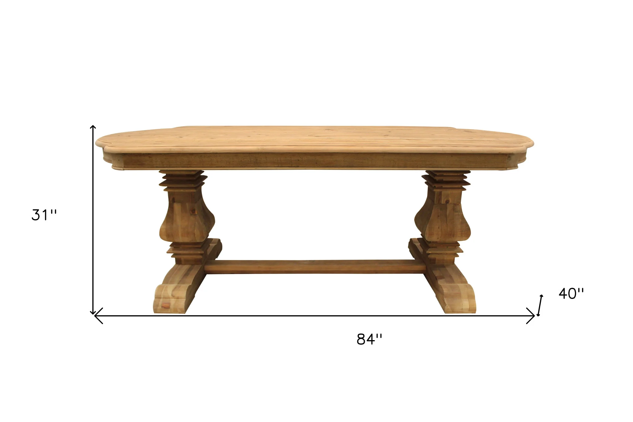 Natural Solid Wood Trestle Base Dining Table By Homeroots - Image 6