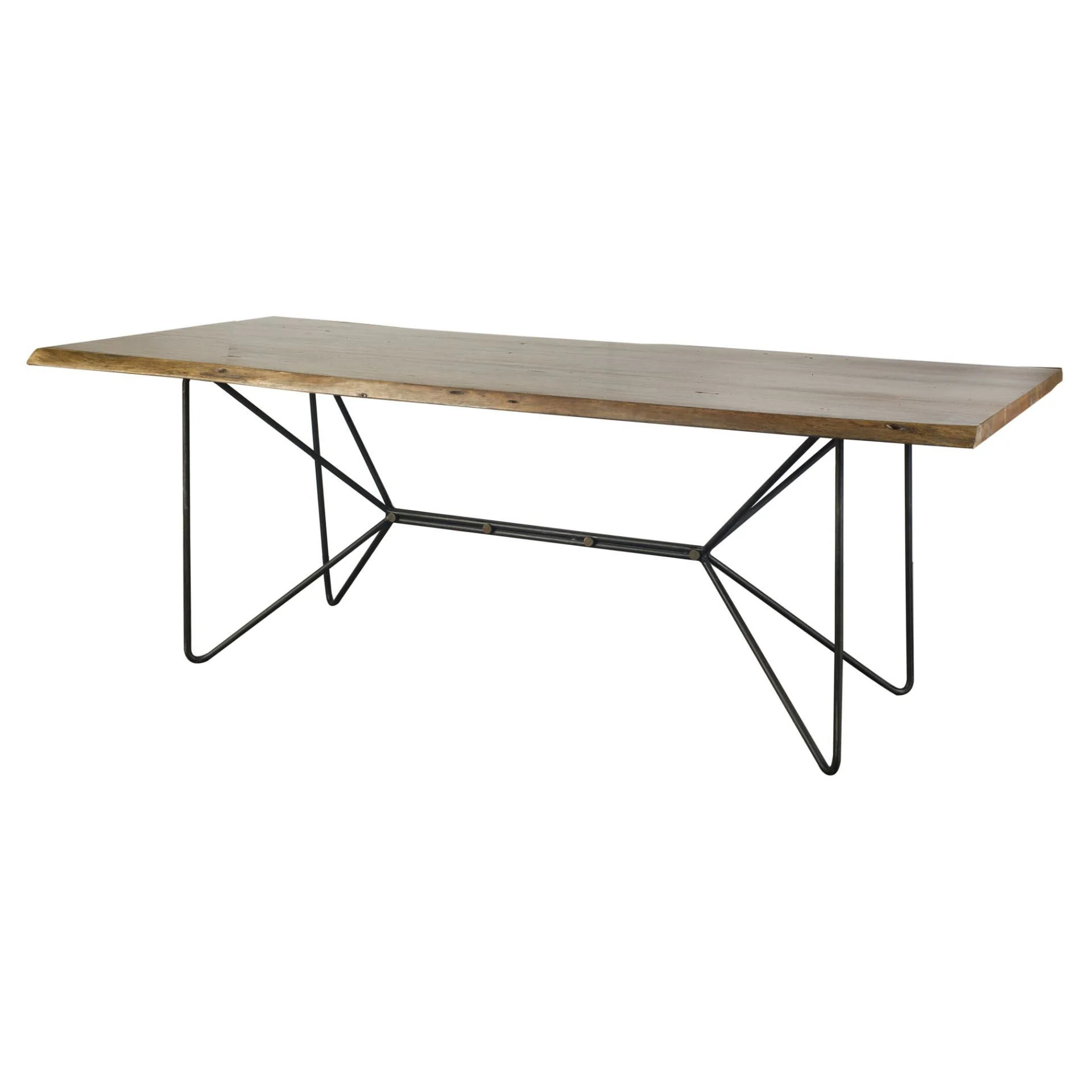 Natural Tapered Live Edge Top With Iron Base Dining Table By Homeroots - Image 2