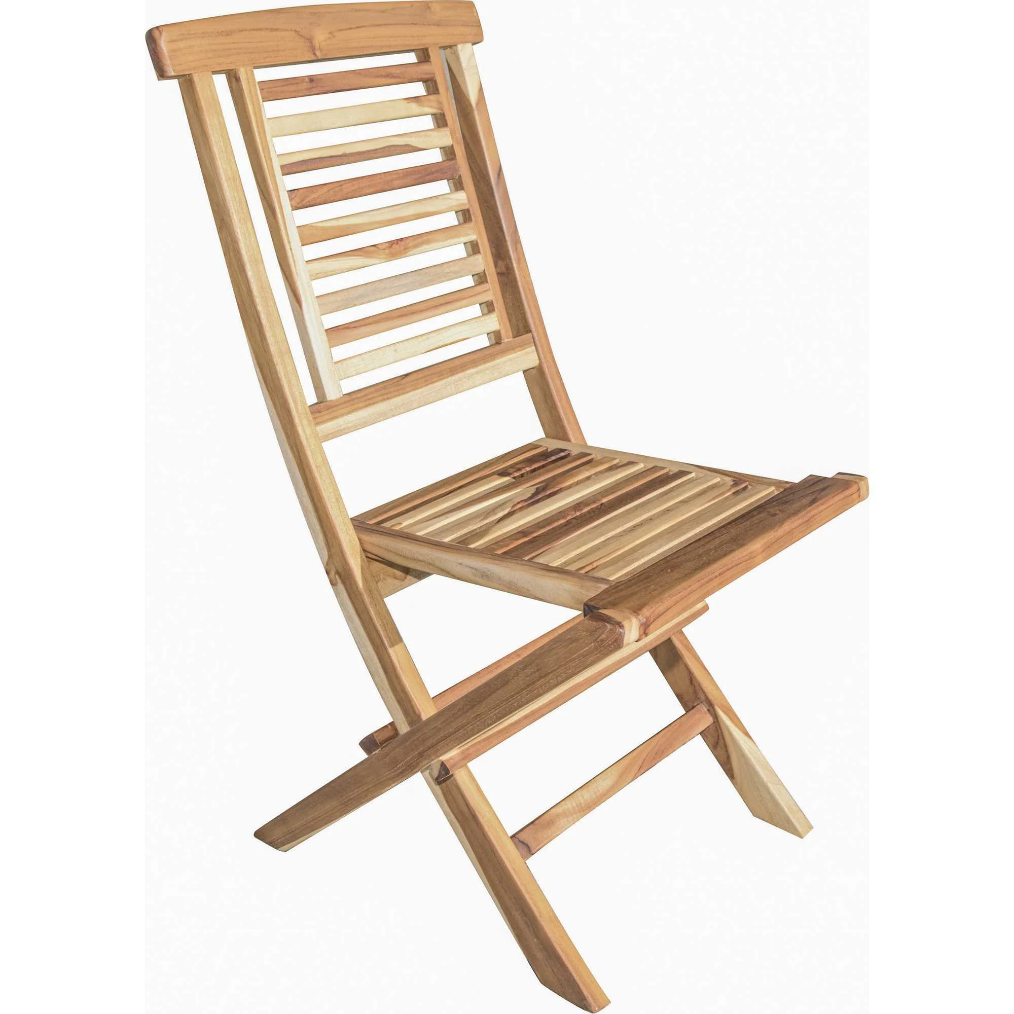 Natural Teak Stripe Back Folding Dining Chair By Homeroots - Image 2