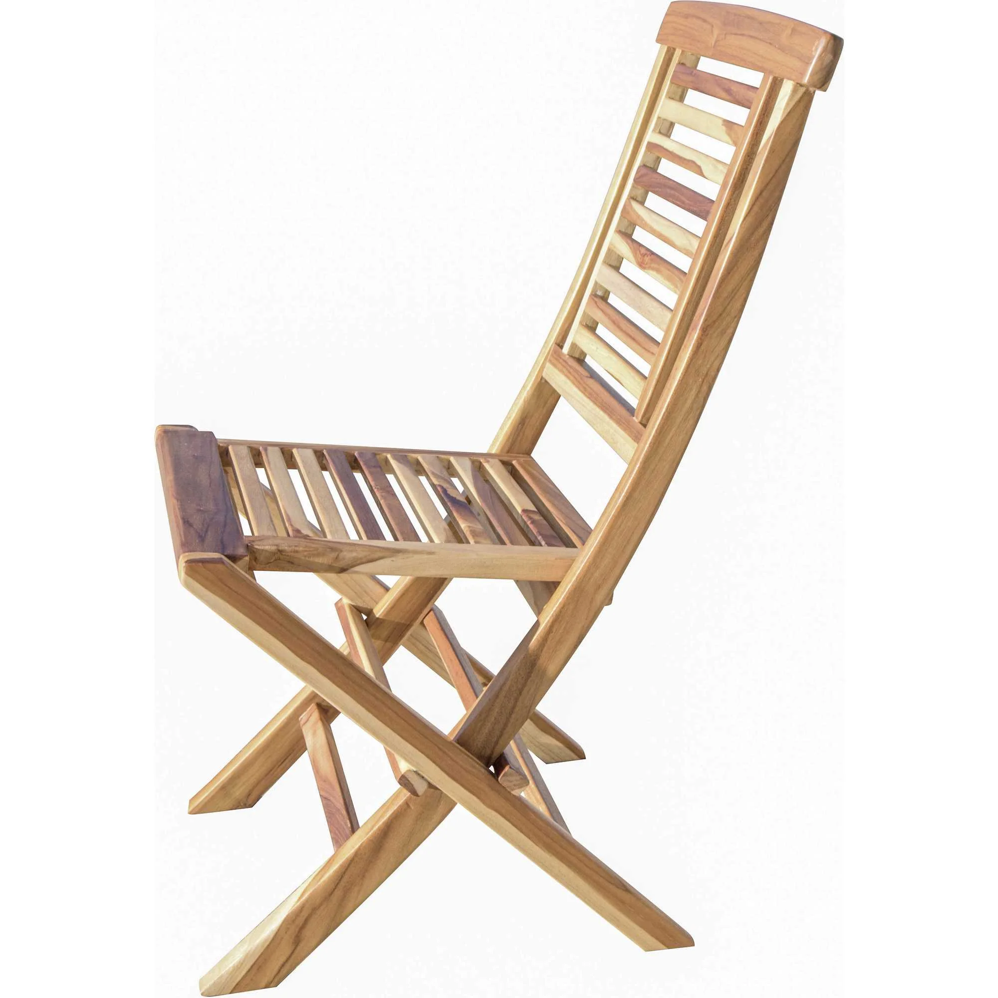 Natural Teak Stripe Back Folding Dining Chair By Homeroots - Image 4