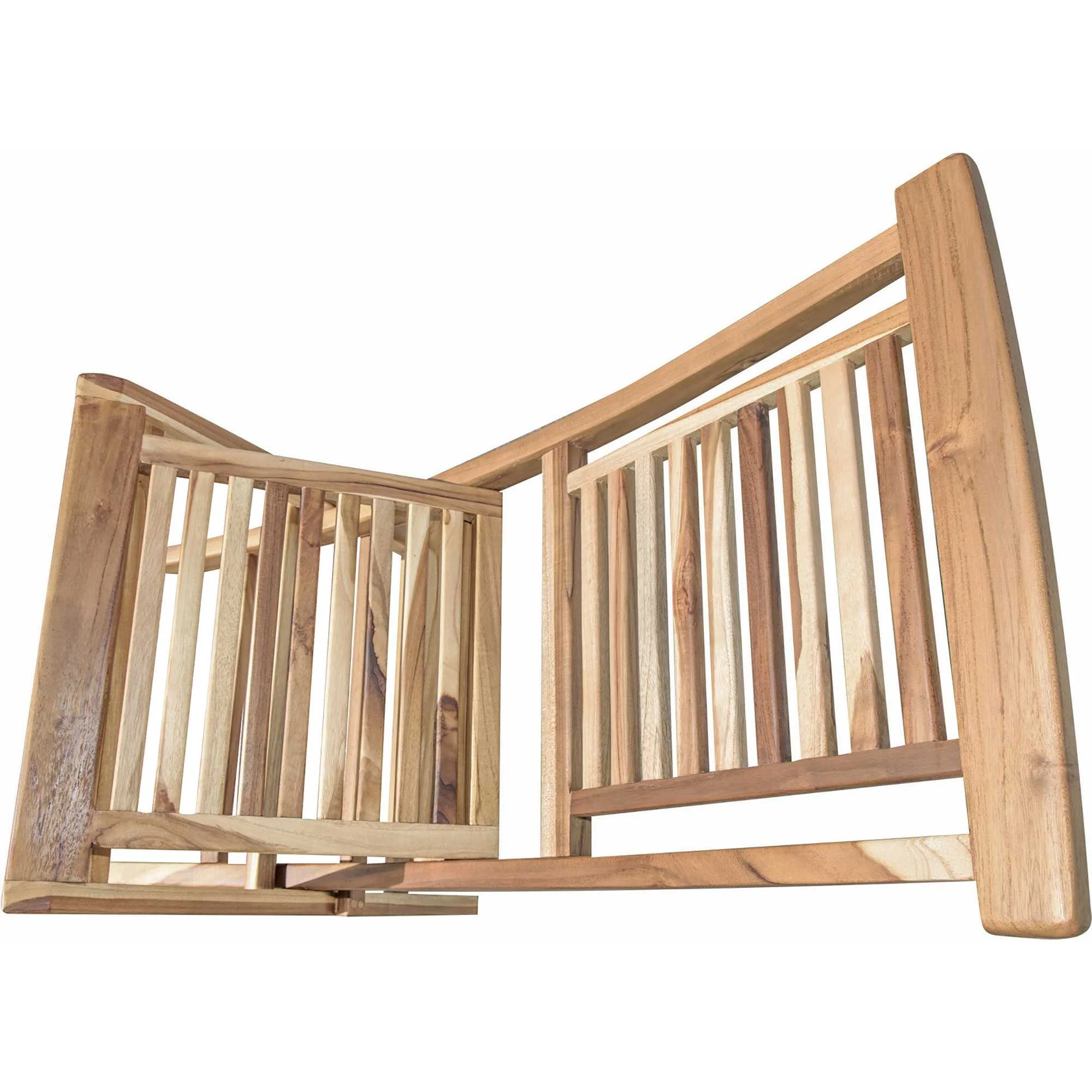 Natural Teak Stripe Back Folding Dining Chair By Homeroots - Image 5