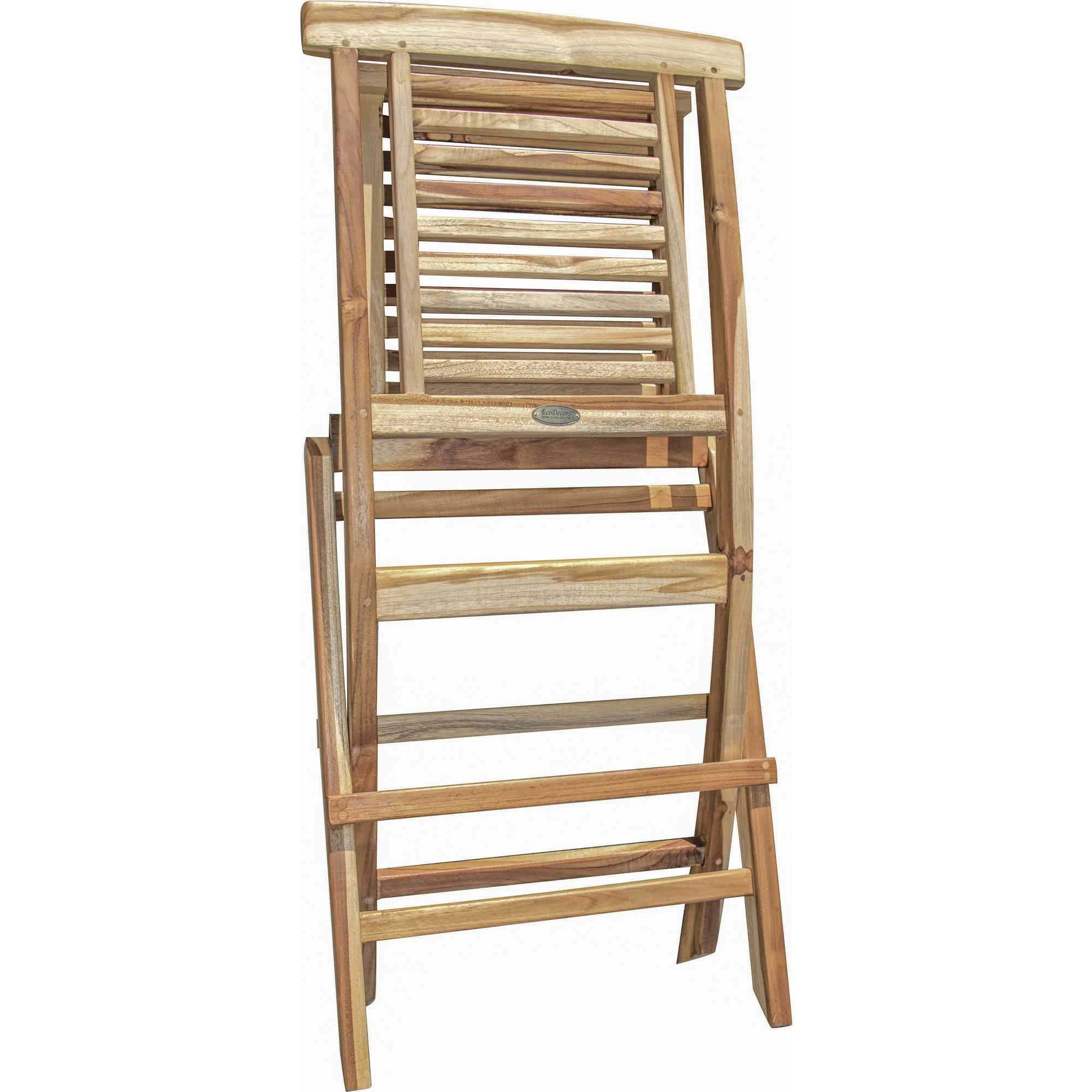 Natural Teak Stripe Back Folding Dining Chair By Homeroots - Image 6