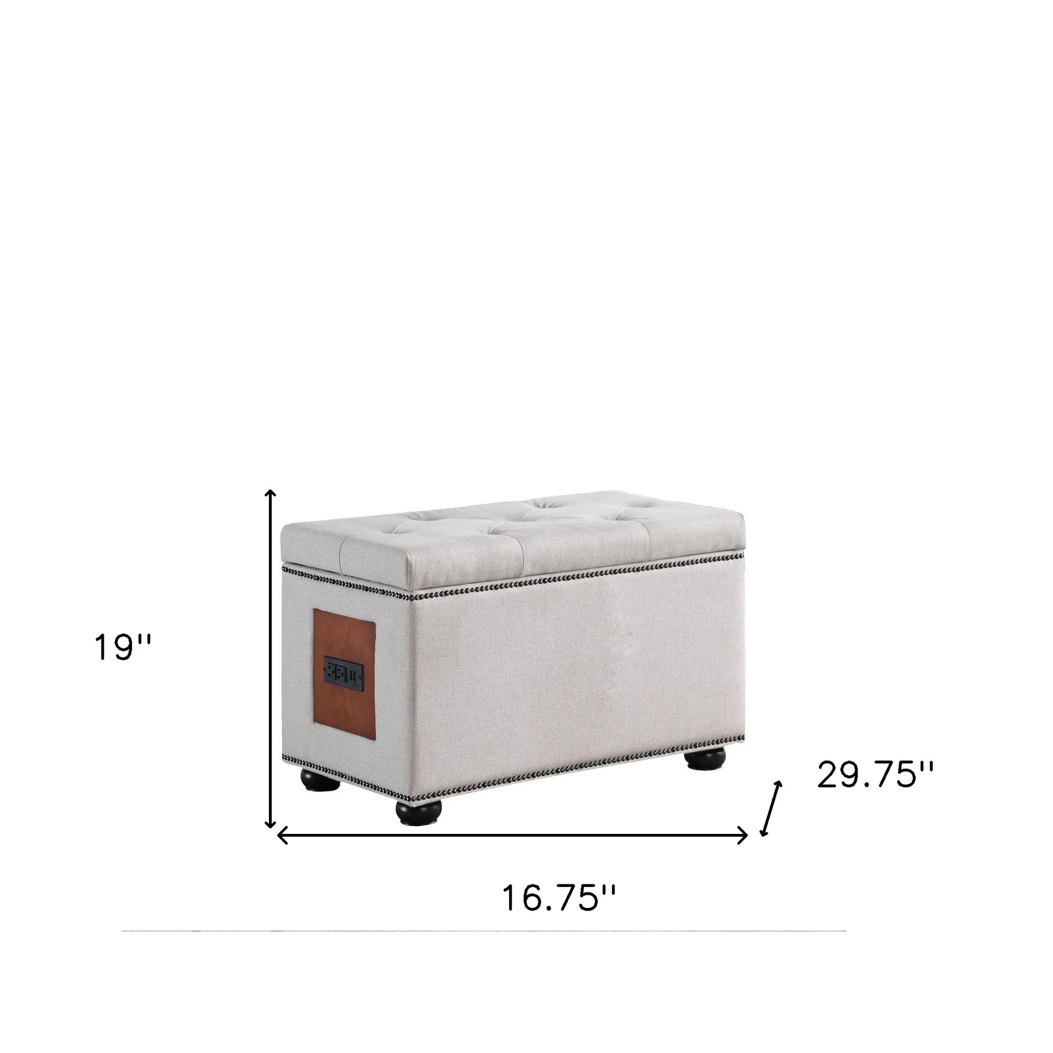 Natural Tufted Storage Ottoman with Charging Station By Homeroots - Image 6