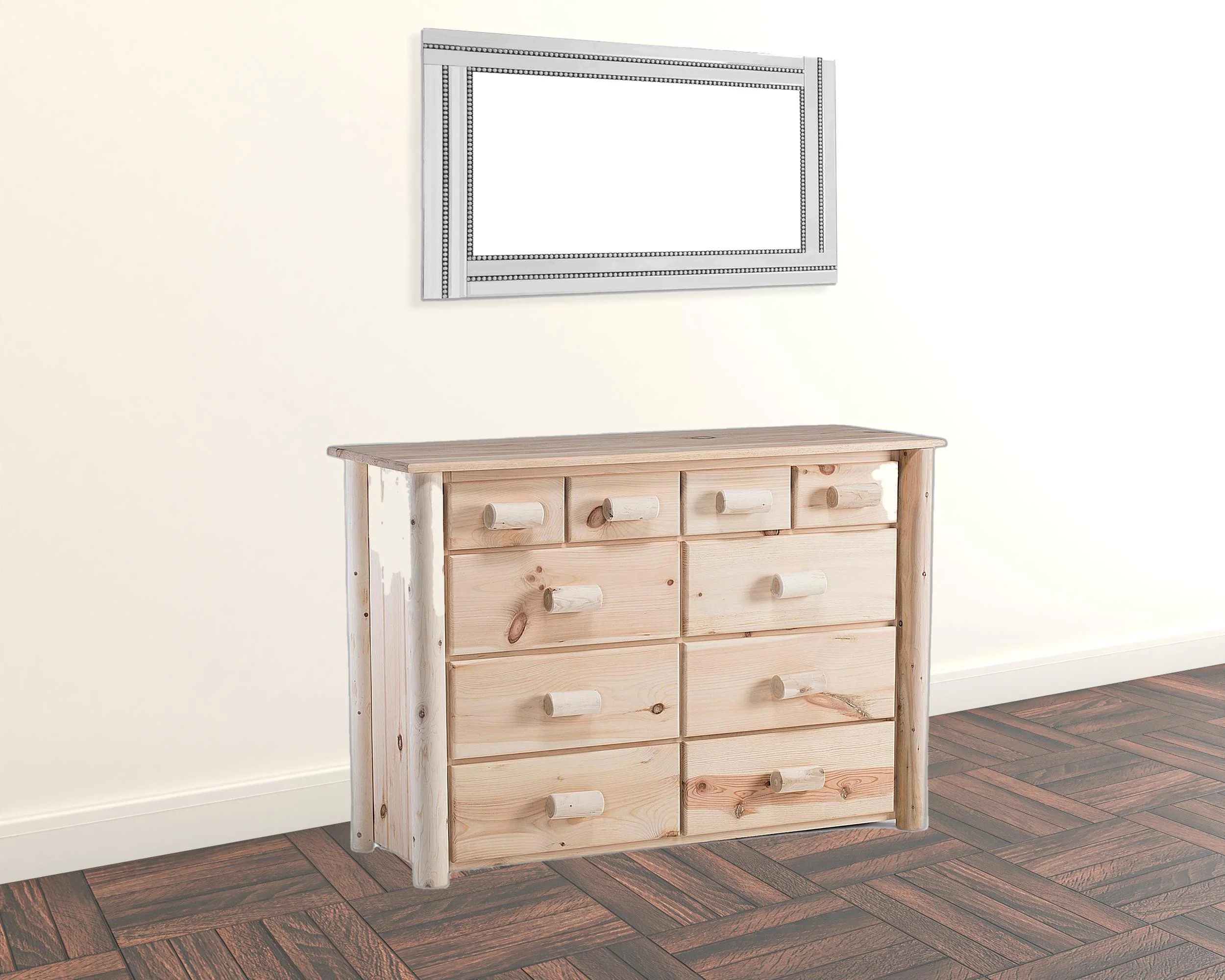 Natural Unfinished Wood Ten Drawer Dresser By Homeroots - Image 3