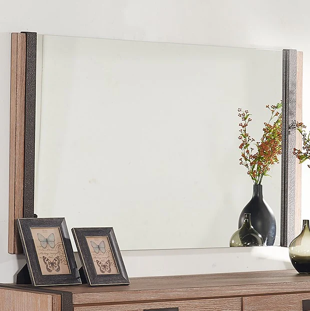 Natural Veneer Metal Mirror By Homeroots - Image 4