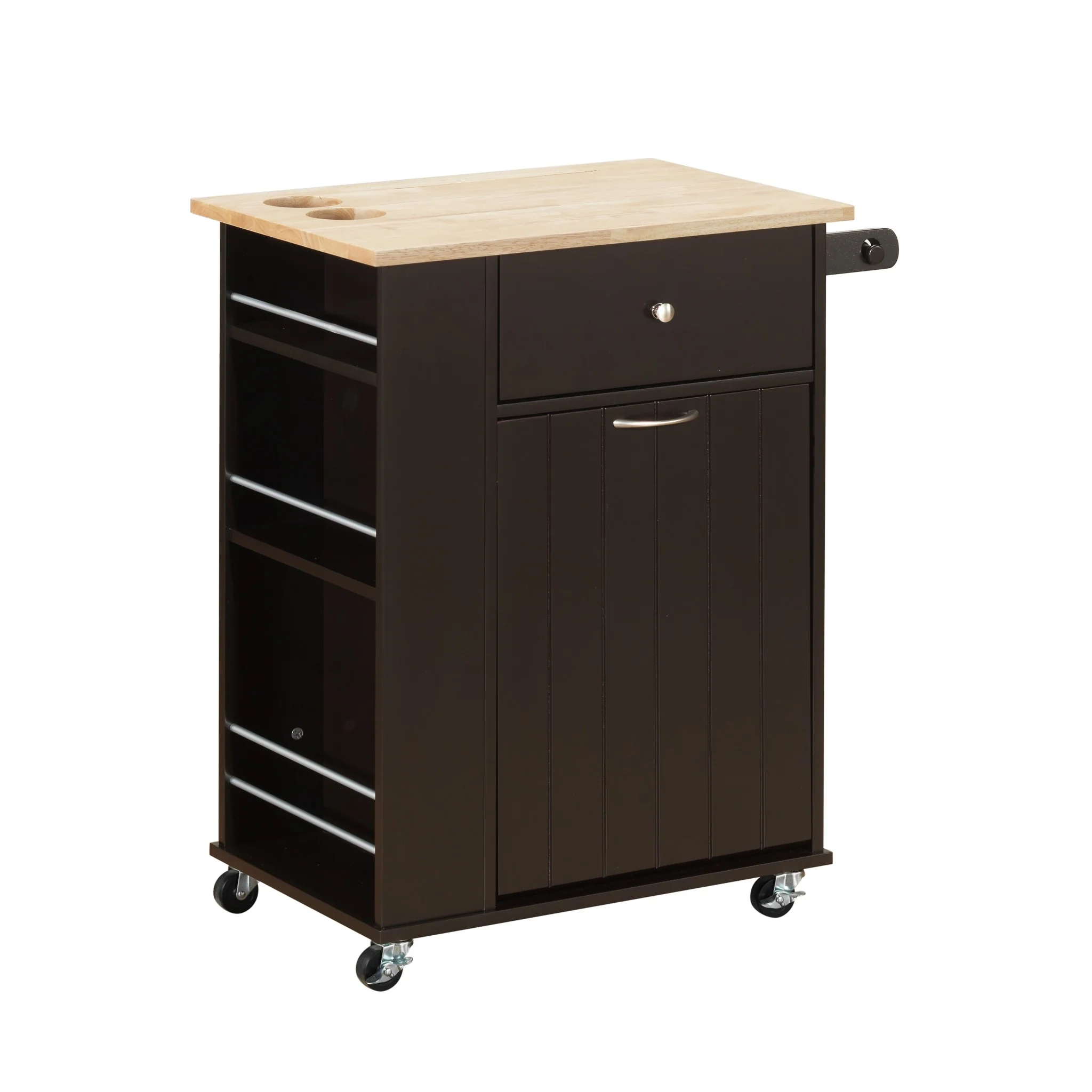 Natural Wenge Wood Casters Kitchen Cart By Homeroots - Image 2