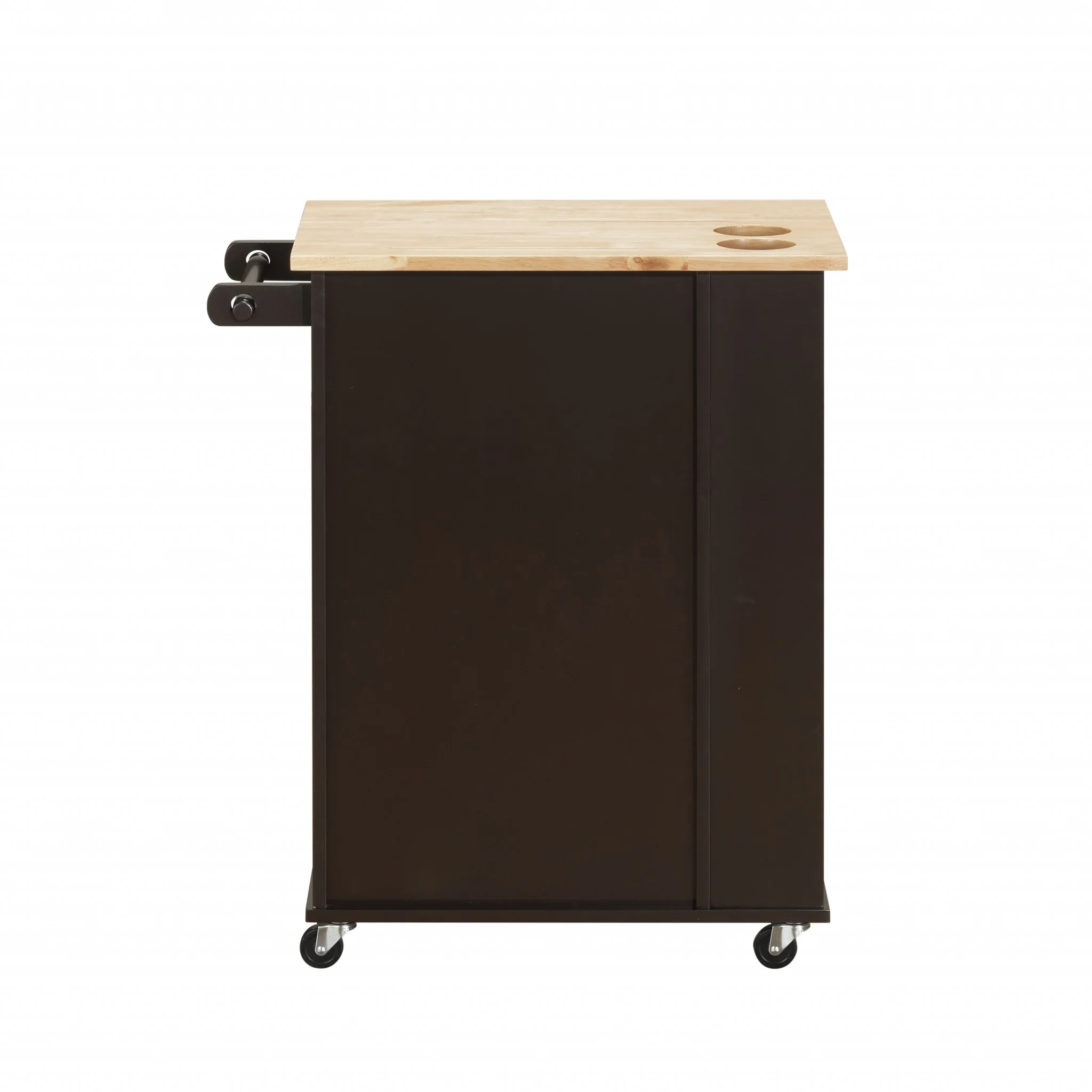 Natural Wenge Wood Casters Kitchen Cart By Homeroots - Image 3