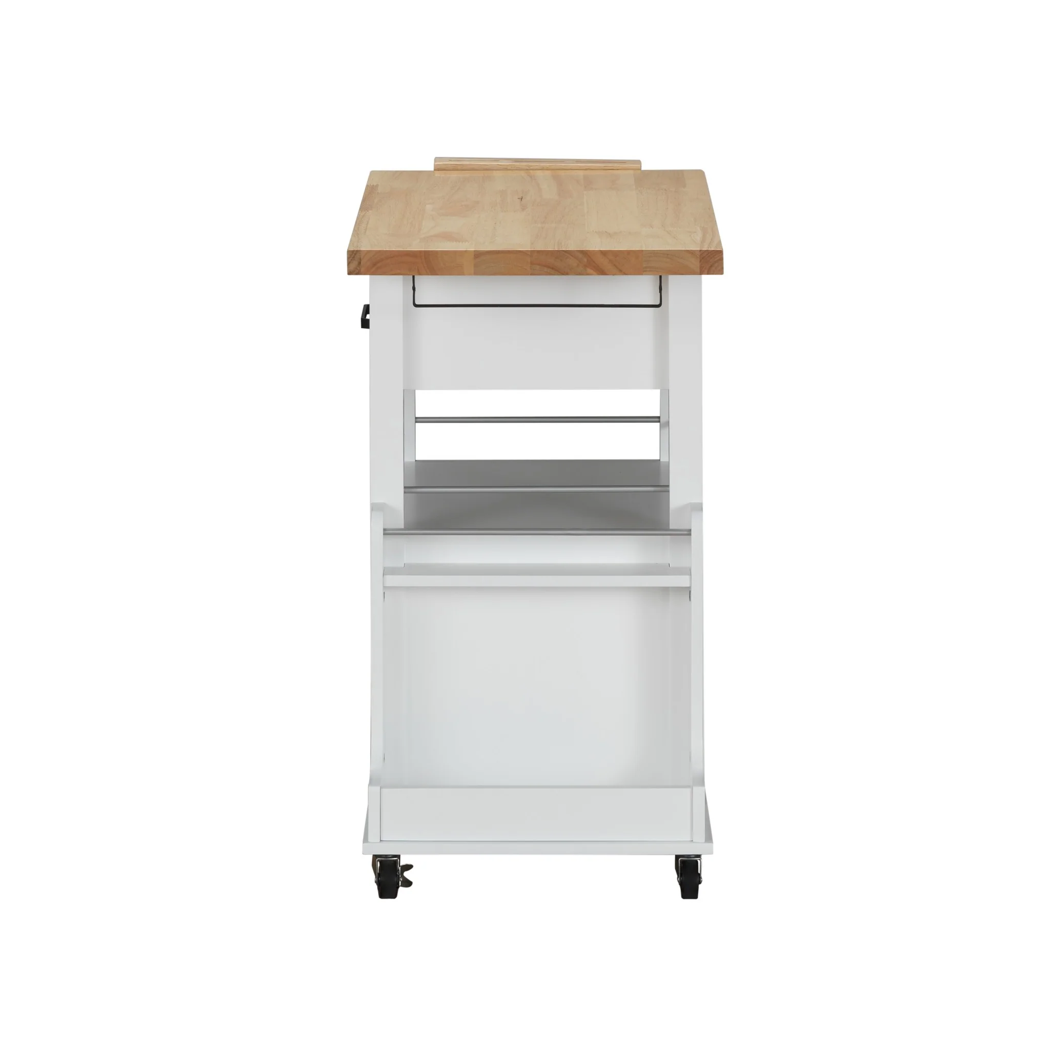 Natural White Wood Casters Kitchen Cart By Homeroots - Image 3