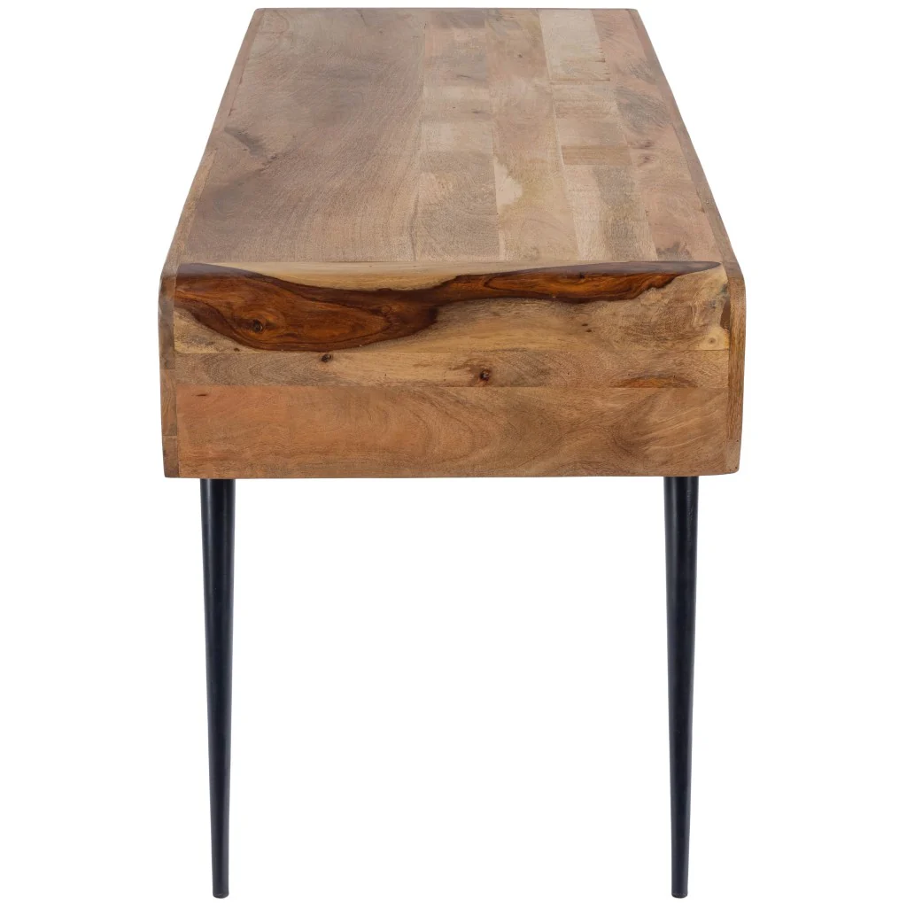 Natural Wood and Metal Desk By Homeroots - Image 6