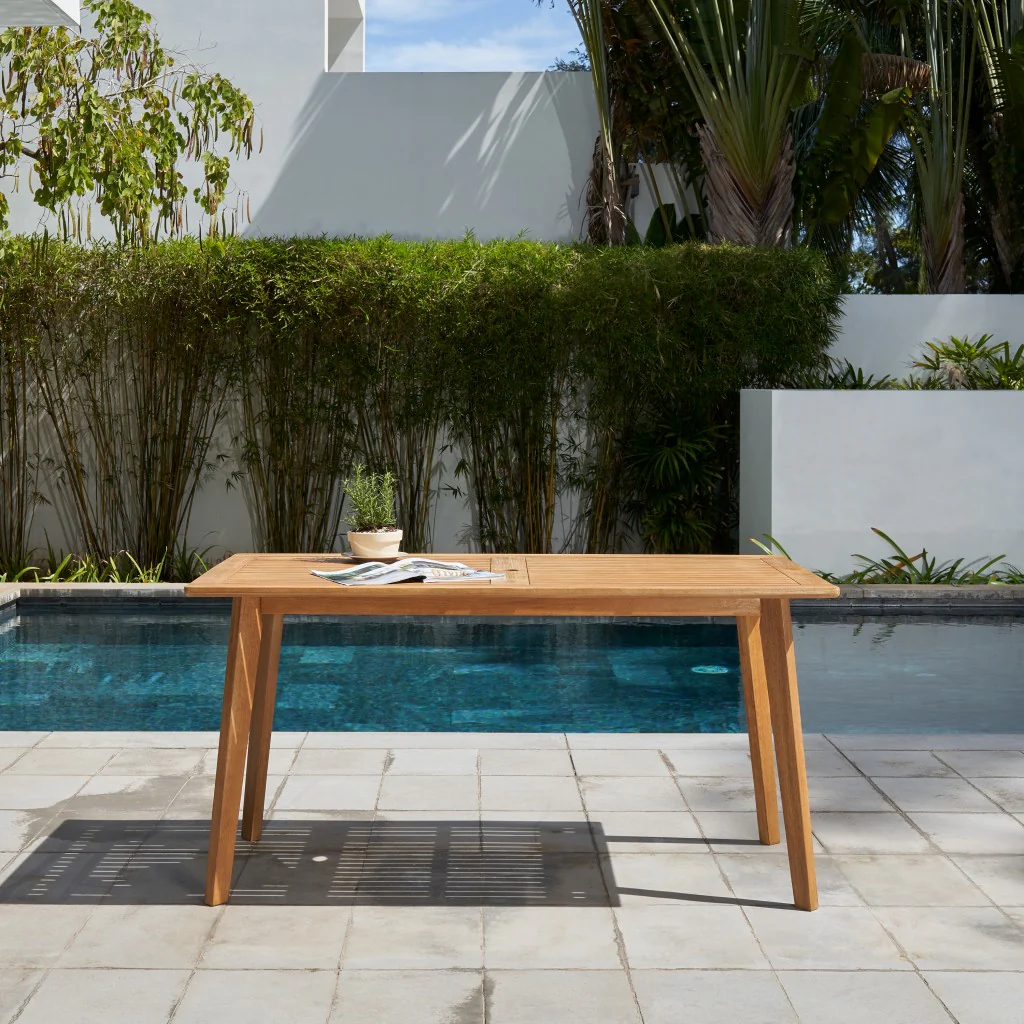 Natural Wood Dining Table with Slatted Top By Homeroots - Image 2