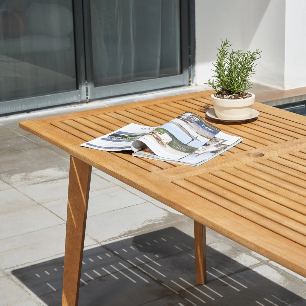 Natural Wood Dining Table with Slatted Top By Homeroots - Image 3