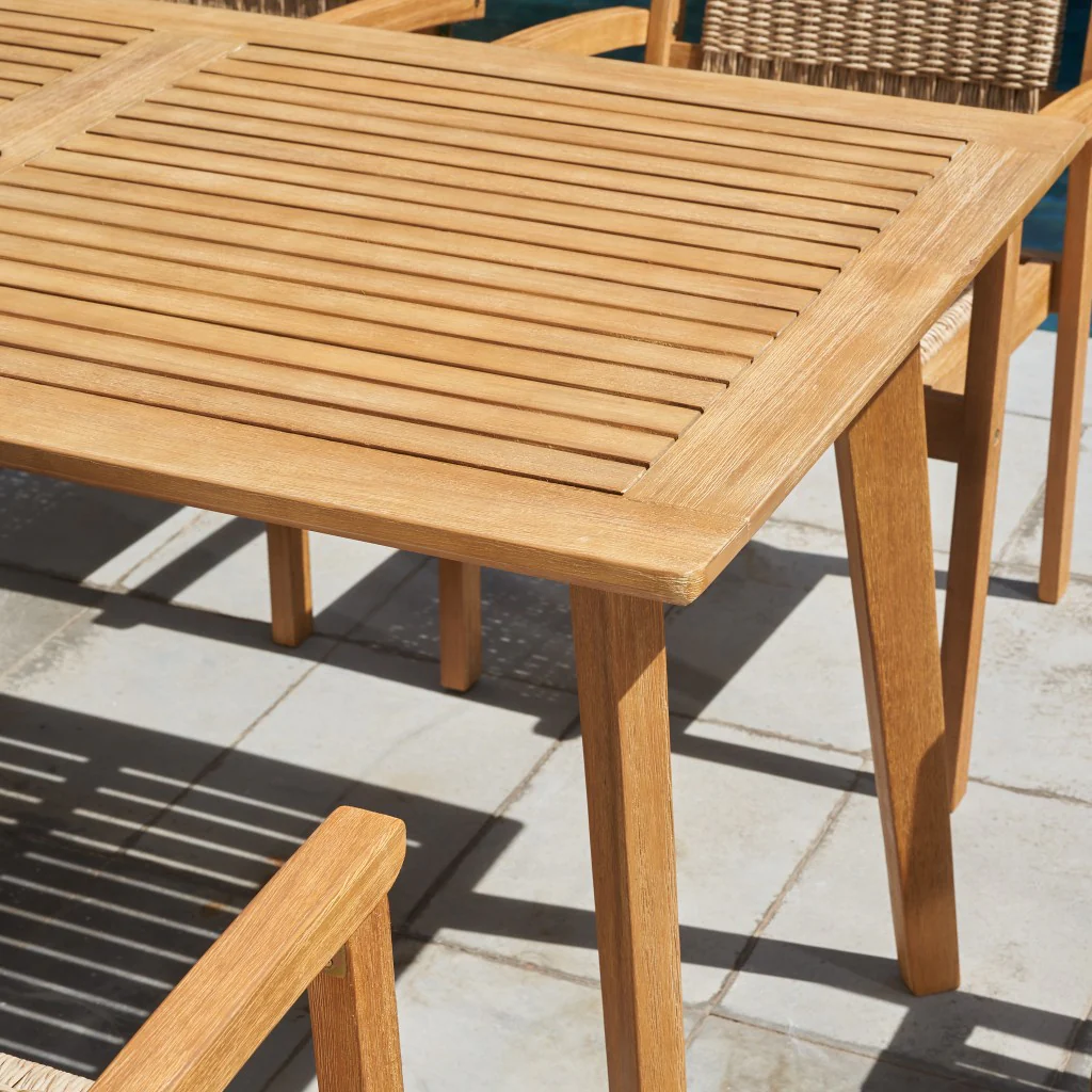 Natural Wood Dining Table with Slatted Top By Homeroots - Image 5