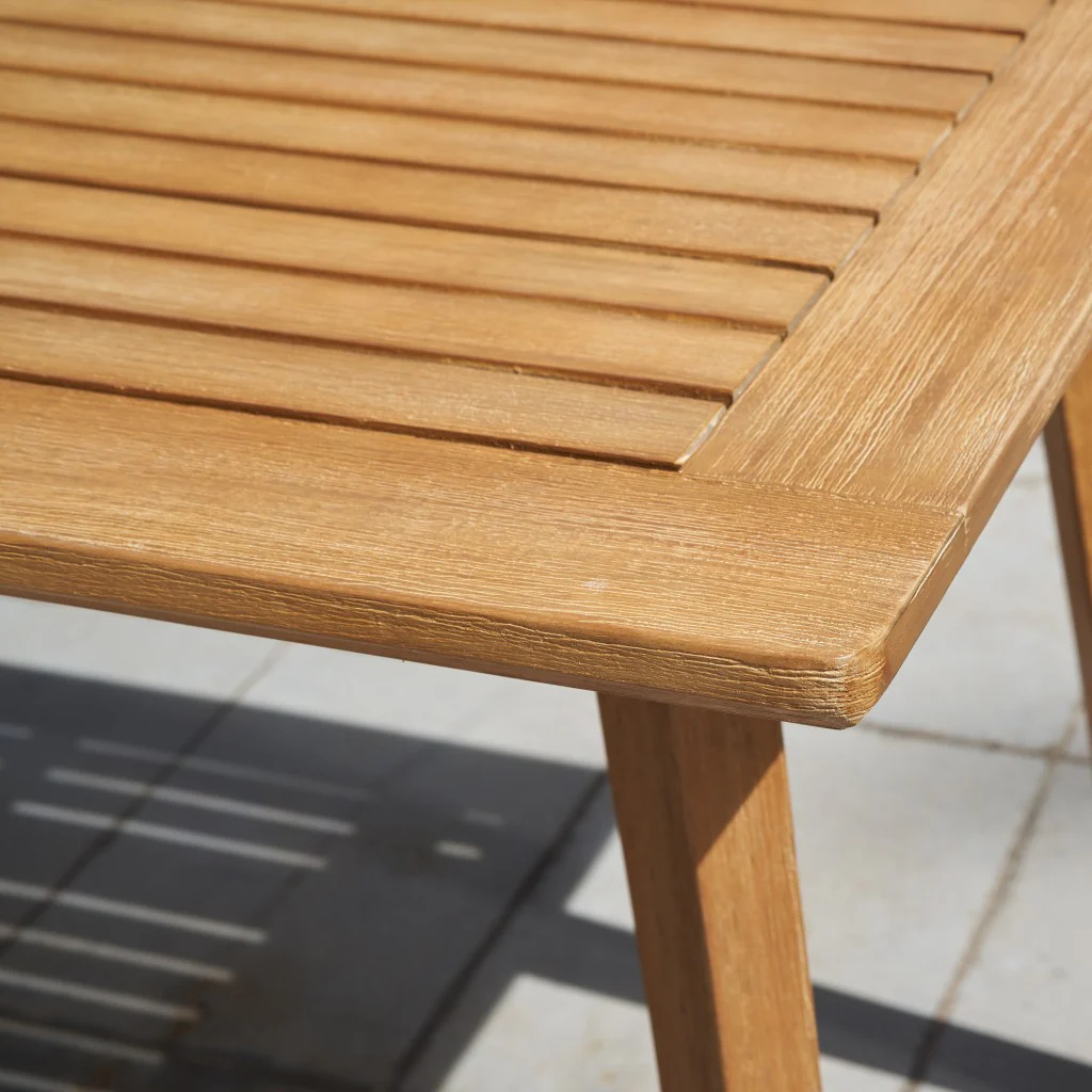 Natural Wood Dining Table with Slatted Top By Homeroots - Image 6