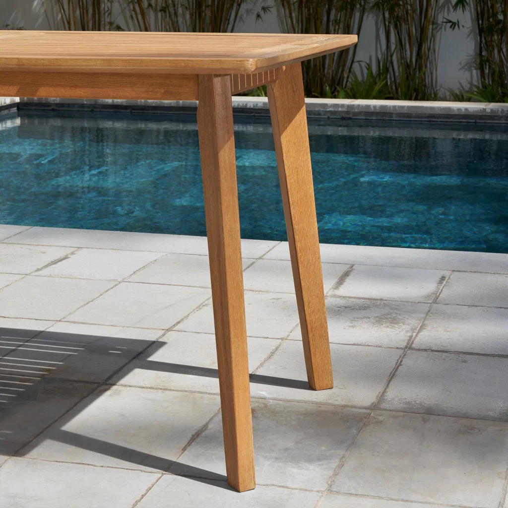 Natural Wood Dining Table with Slatted Top By Homeroots - Image 7