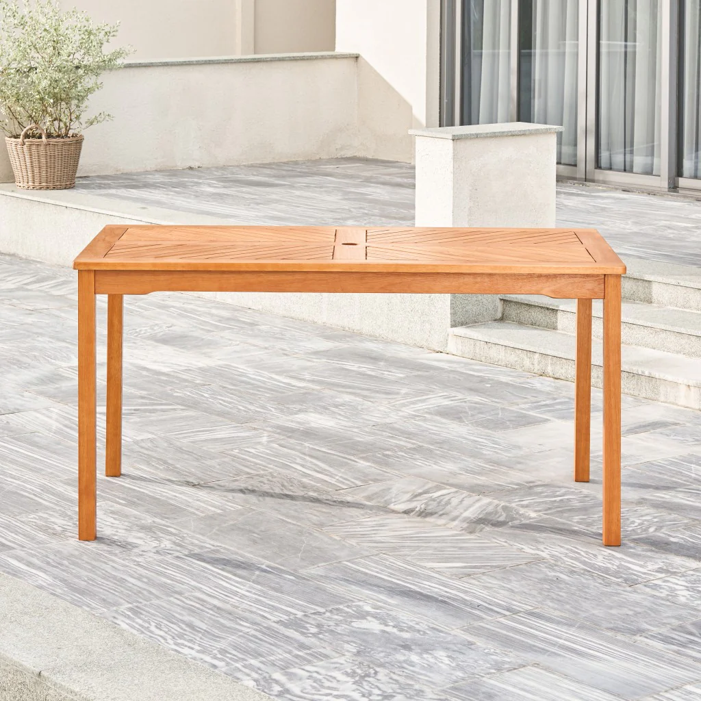 Natural Wood Dining Table with Straight Legs By Homeroots - Image 2