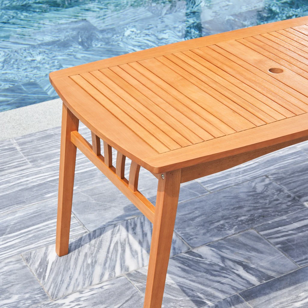 Natural Wood Dining Table with Sturdy Legs By Homeroots - Image 5