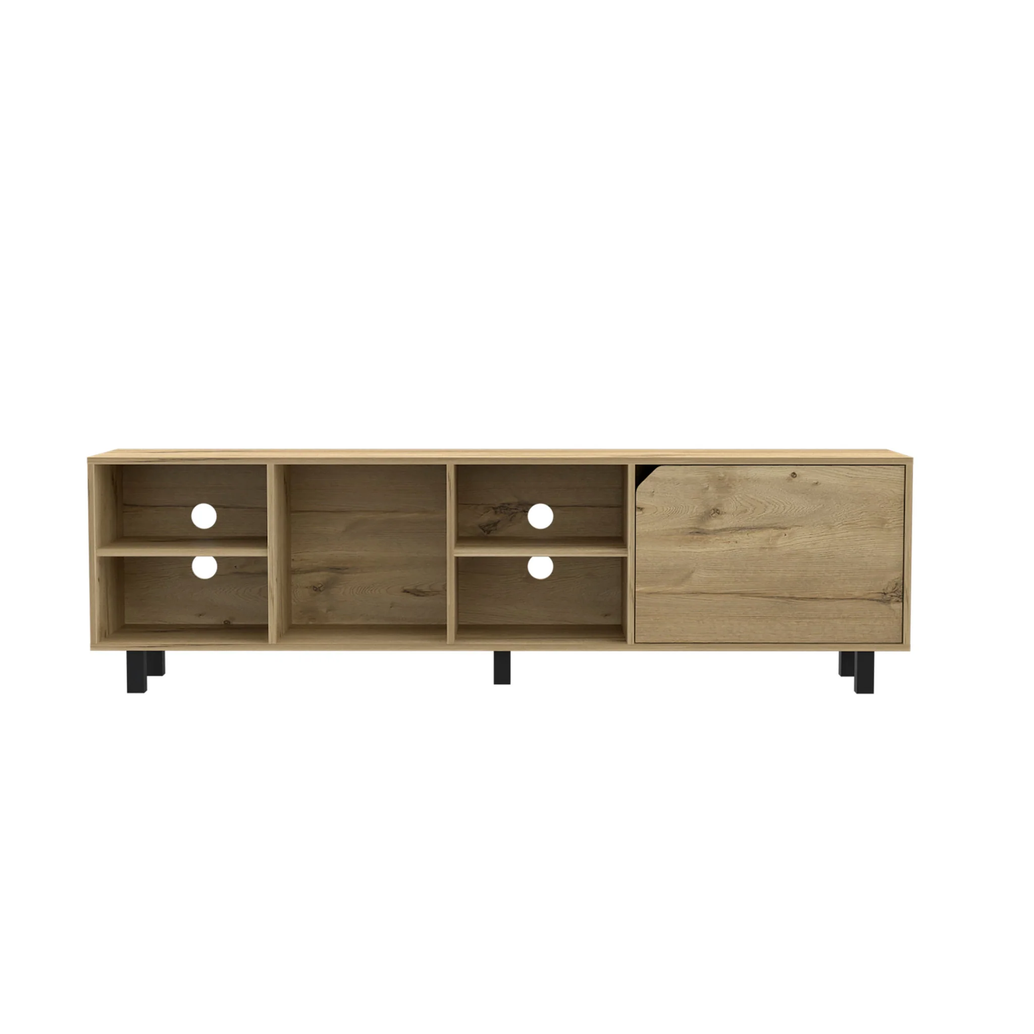 Natural Wood Enclosed and Open Storage TV Stand By Homeroots - Image 2