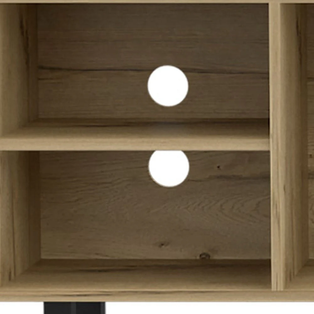 Natural Wood Enclosed and Open Storage TV Stand By Homeroots - Image 3