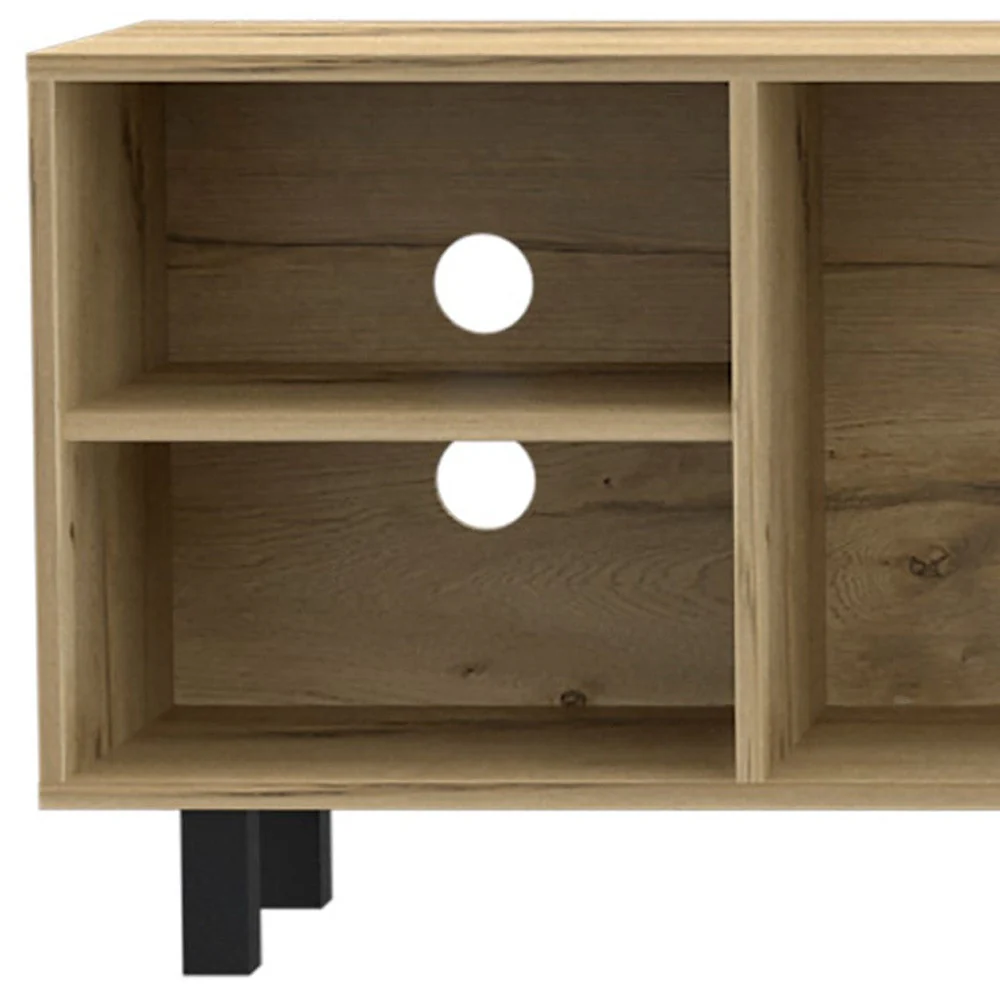 Natural Wood Enclosed and Open Storage TV Stand By Homeroots - Image 4