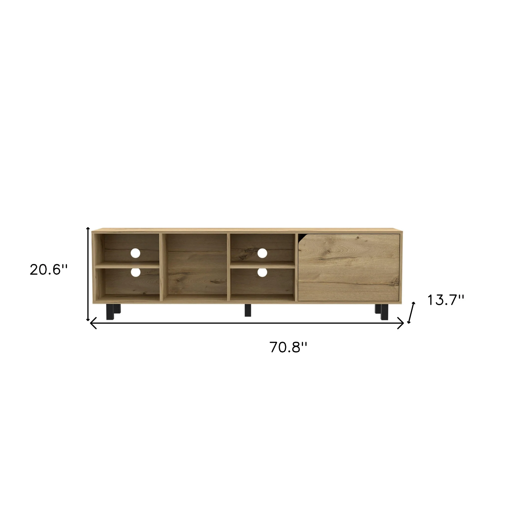 Natural Wood Enclosed and Open Storage TV Stand By Homeroots - Image 5