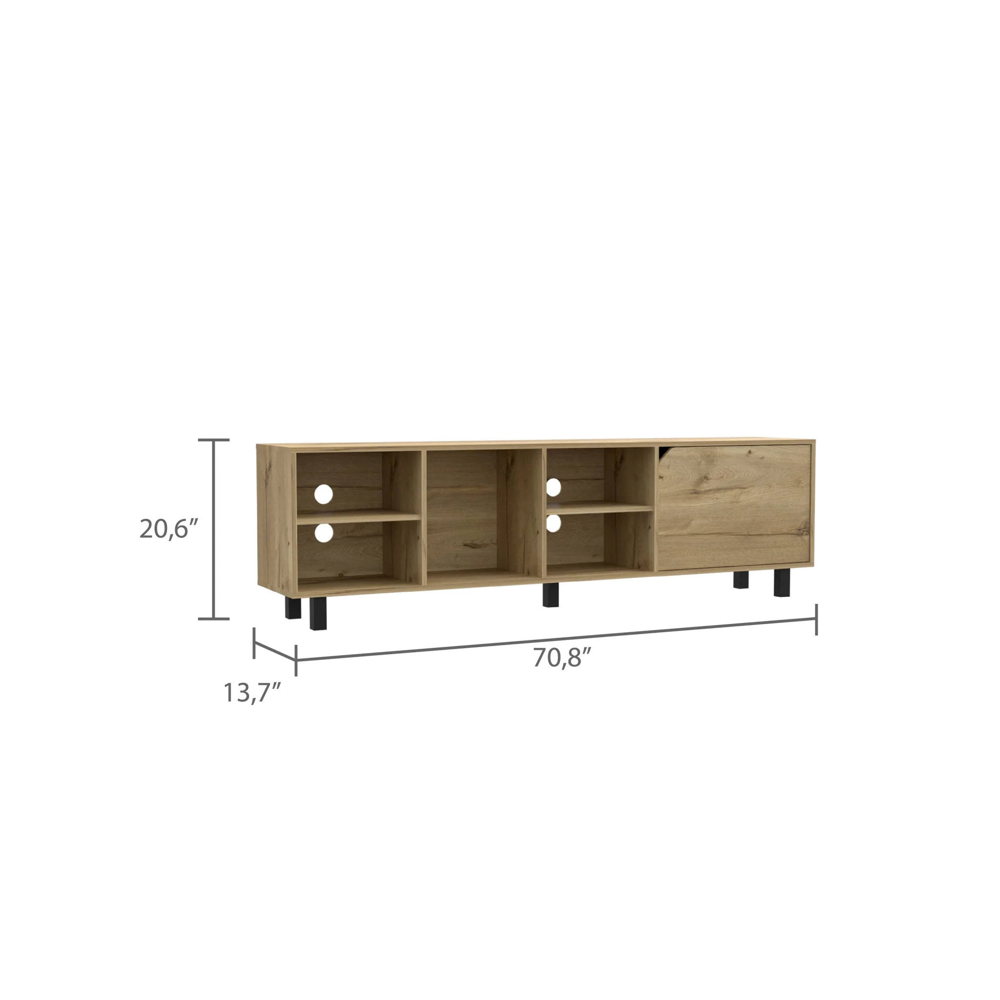Natural Wood Enclosed and Open Storage TV Stand By Homeroots - Image 6