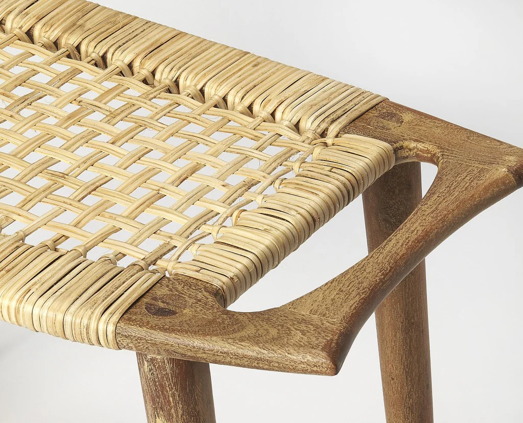 Natural Wood Finish Cane Stool By Homeroots - Image 4