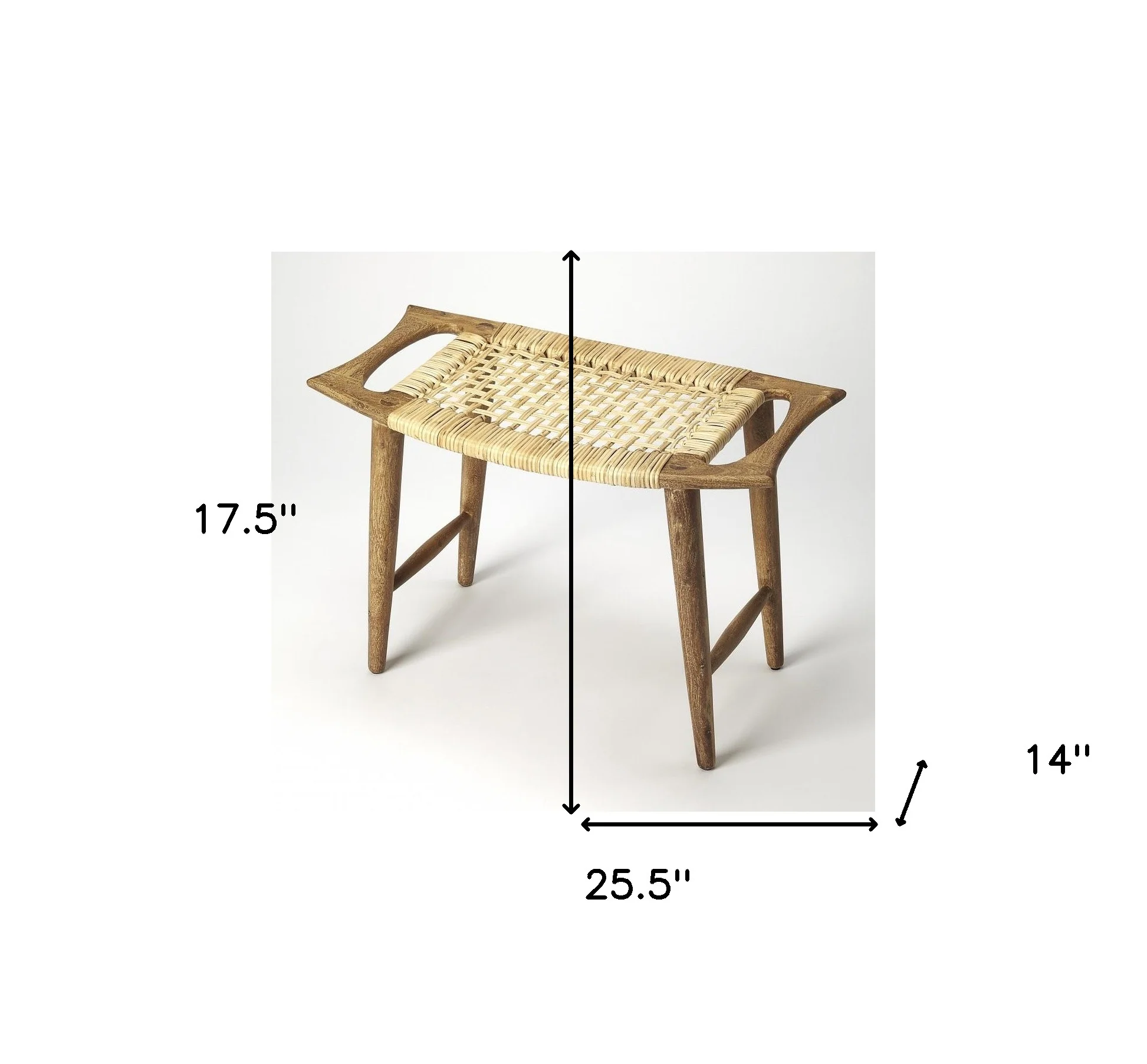 Natural Wood Finish Cane Stool By Homeroots - Image 5