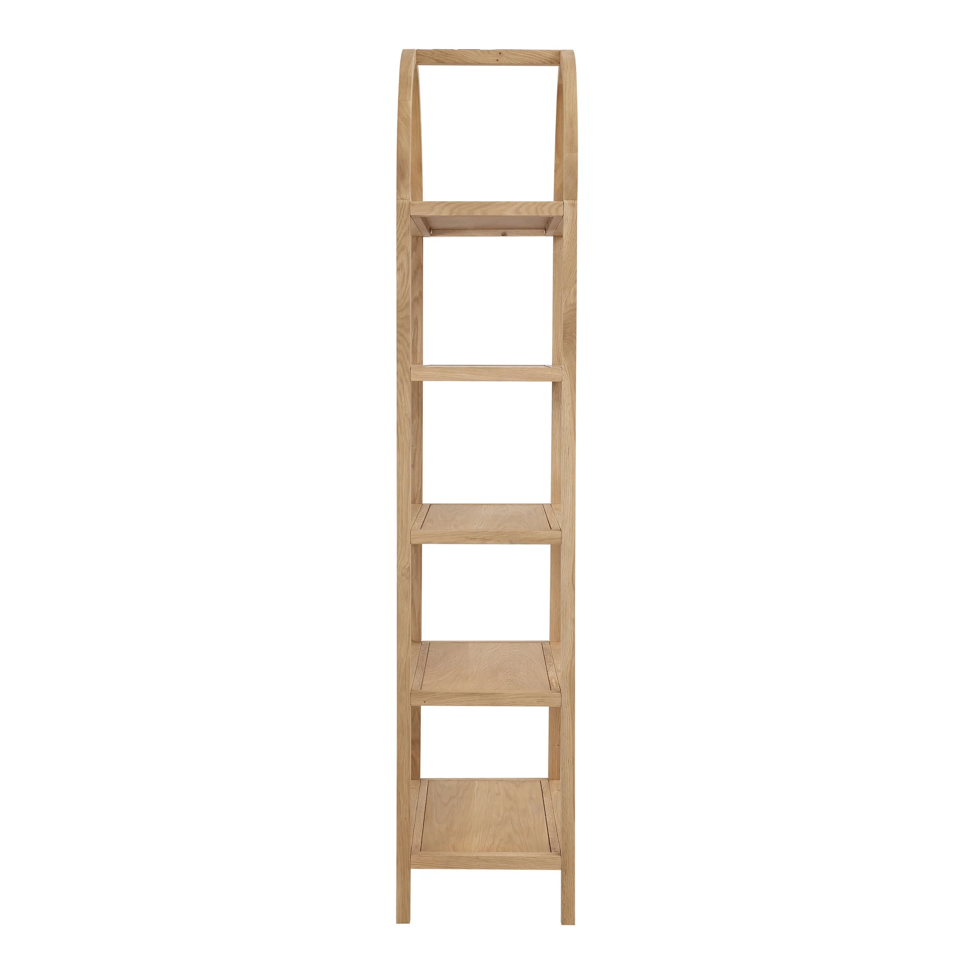 Natural Wood Five Tier Arched Top Bookcase By Homeroots - Image 3