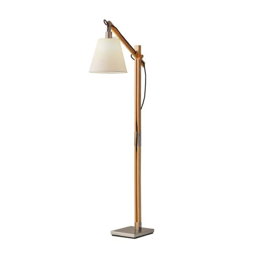 Natural Wood Floor Lamp with Adjustable Hinged Arm By Homeroots - Image 2