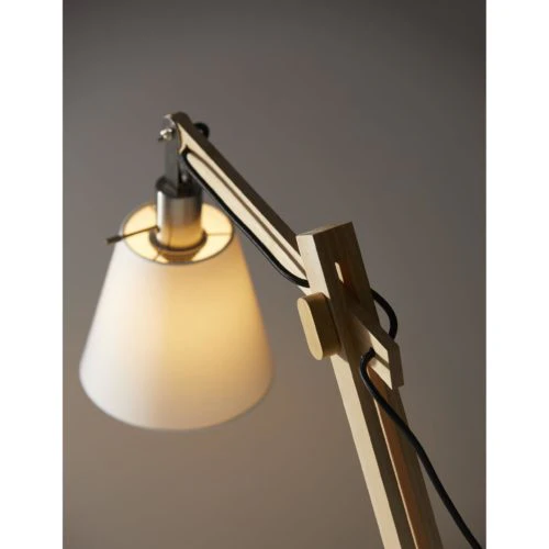 Natural Wood Floor Lamp with Adjustable Hinged Arm By Homeroots - Image 4