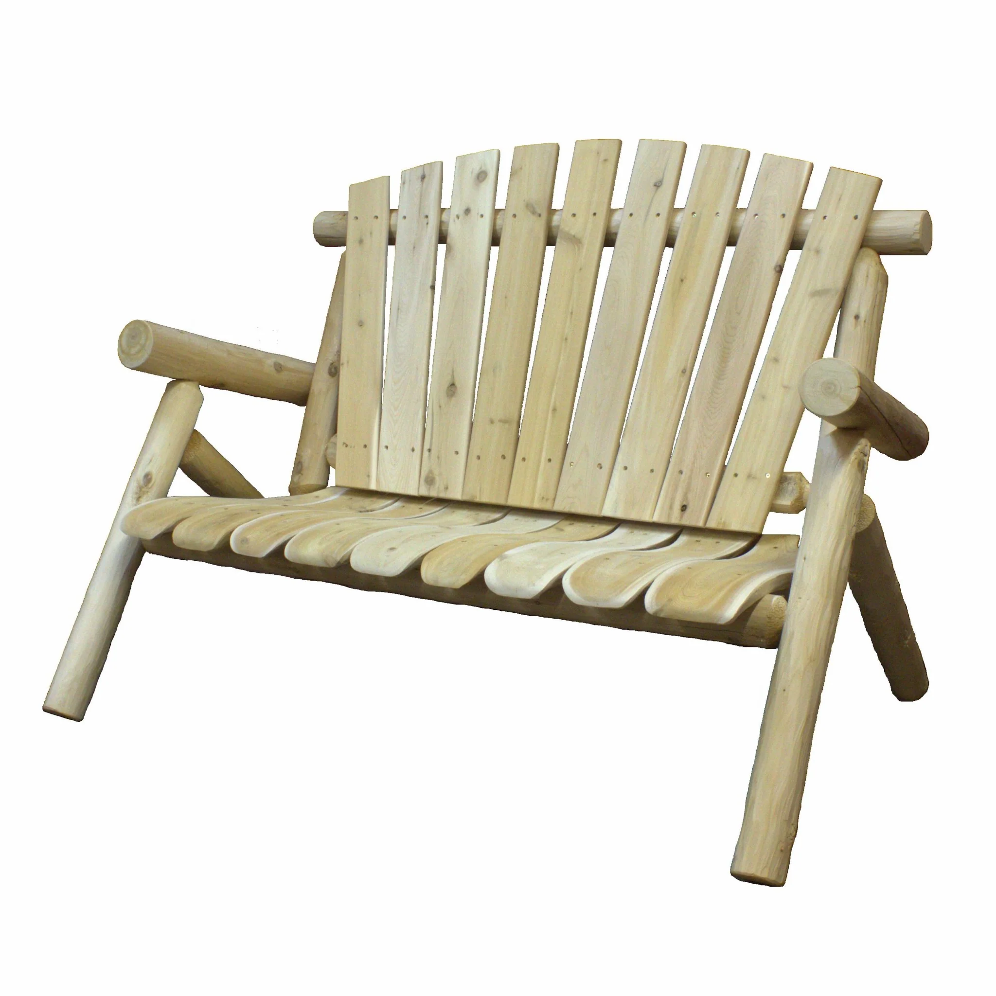 Natural Wood Loveseat By Homeroots - Image 2