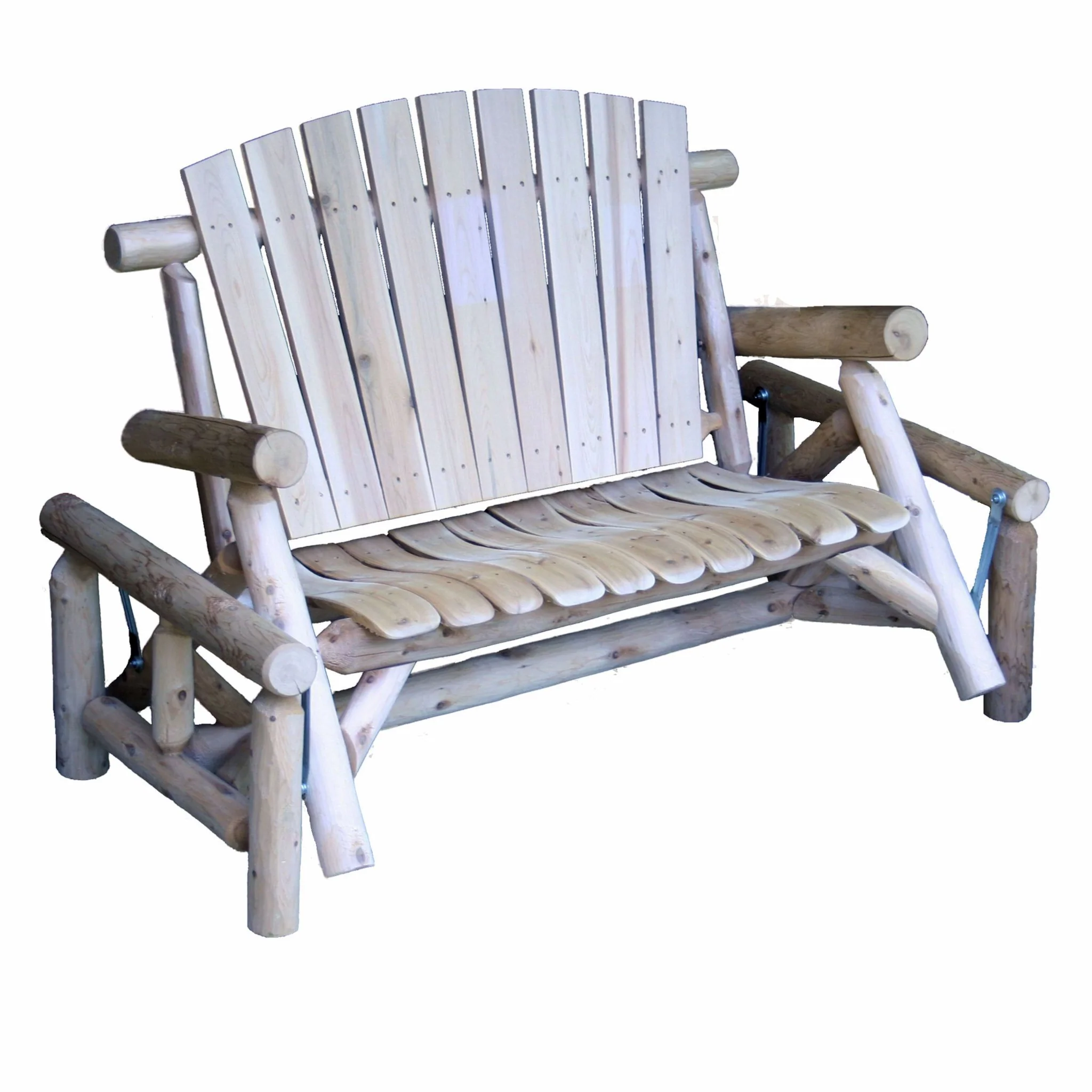 Natural Wood Loveseat Glider By Homeroots - Image 2