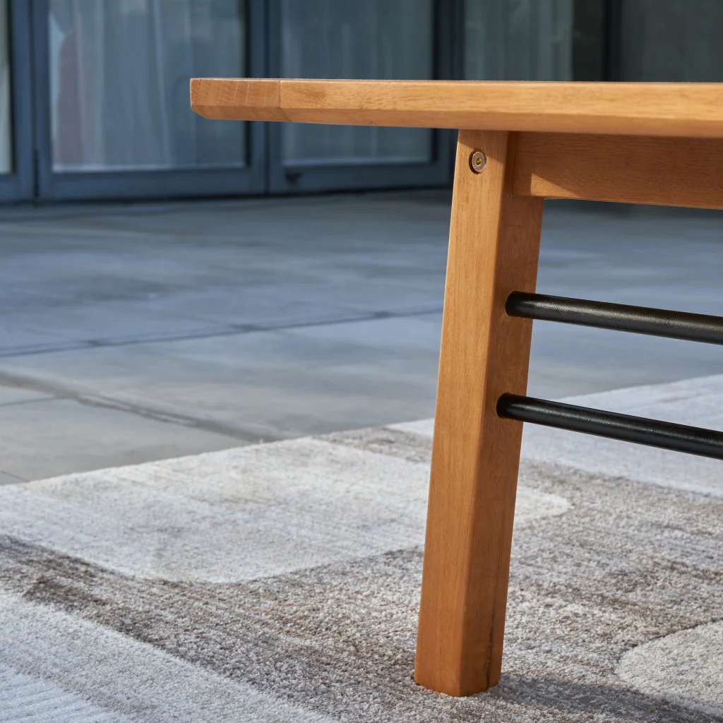Natural Wood Metal Base Rectangular Coffee Table By Homeroots - Image 5
