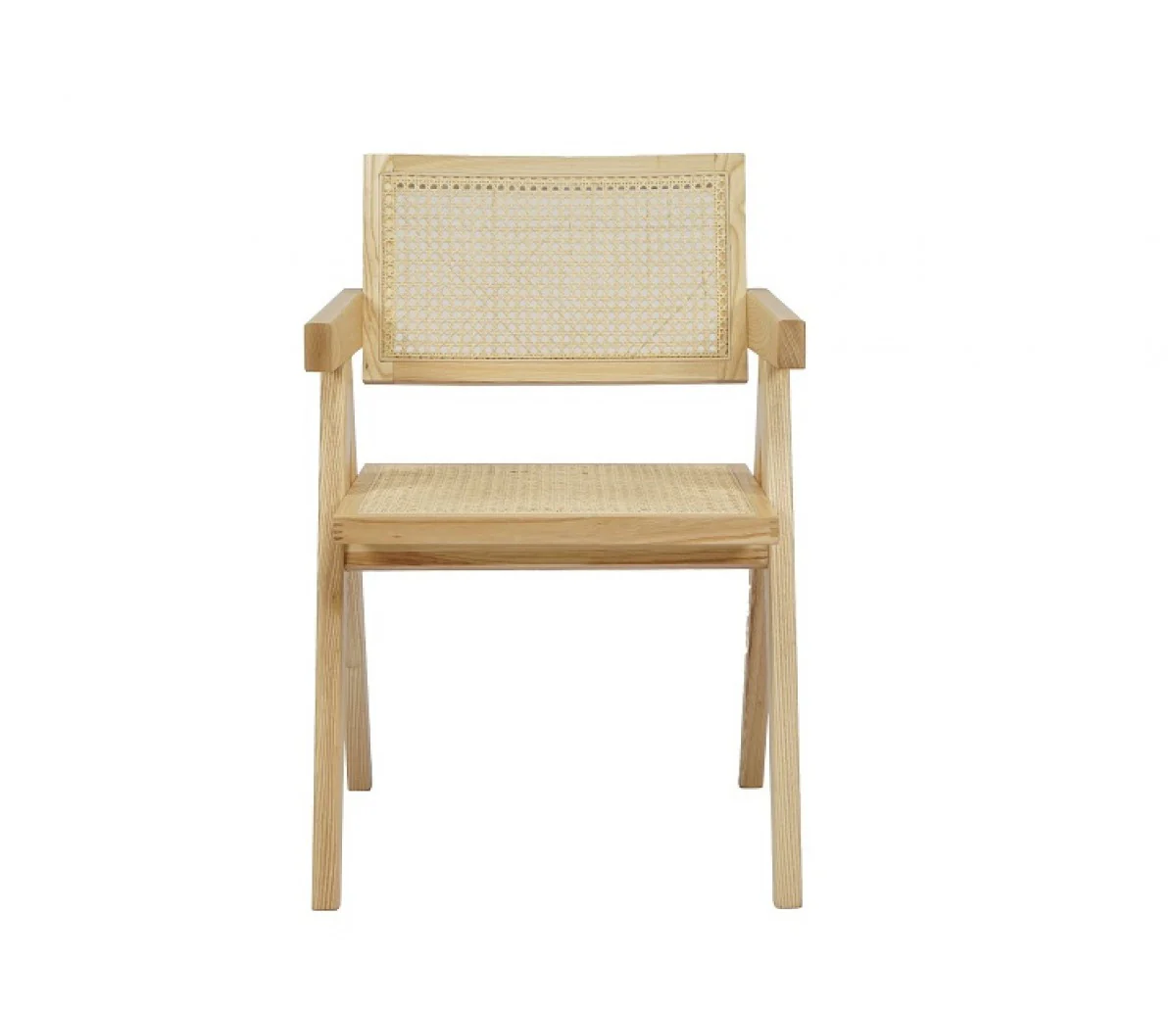 Natural Wood Open Back Dining Arm Chair By Homeroots - Image 2
