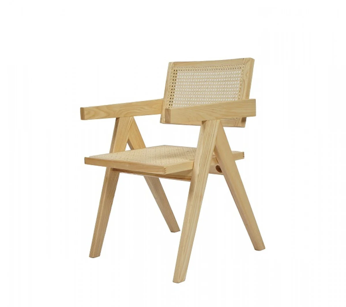 Natural Wood Open Back Dining Arm Chair By Homeroots - Image 3